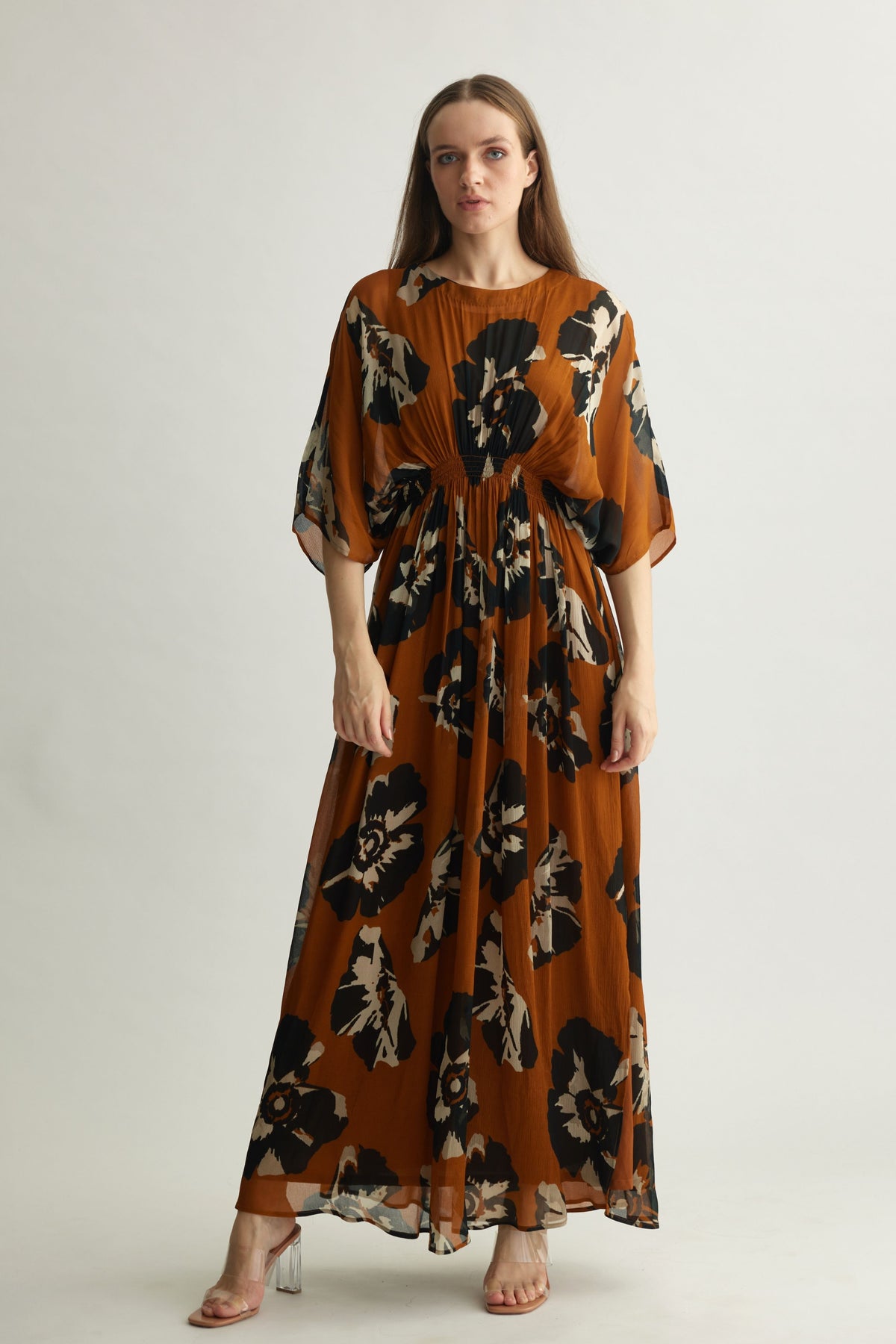 Black Floral Kaftan Dress