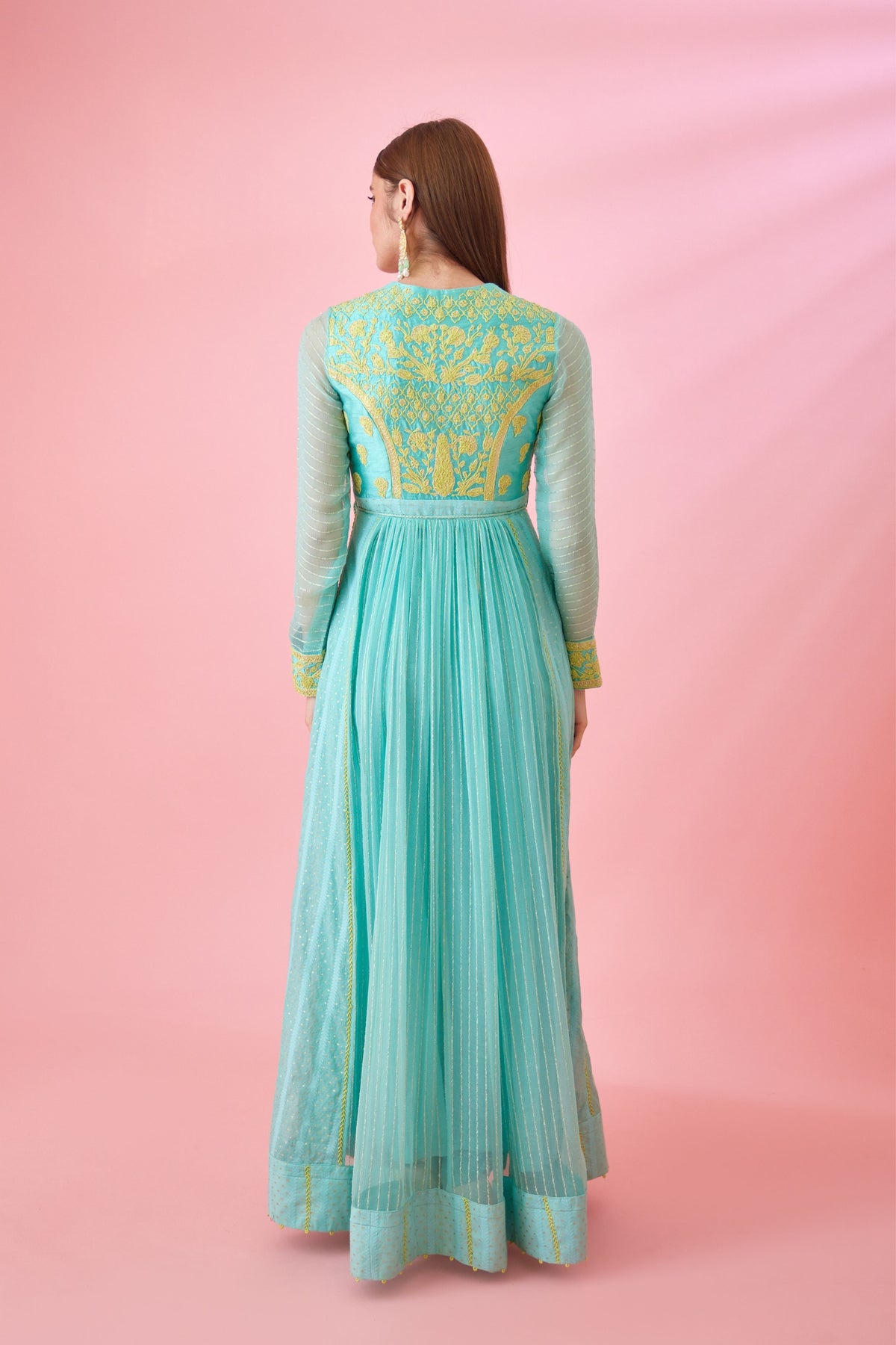 Sea blue Anarkali set