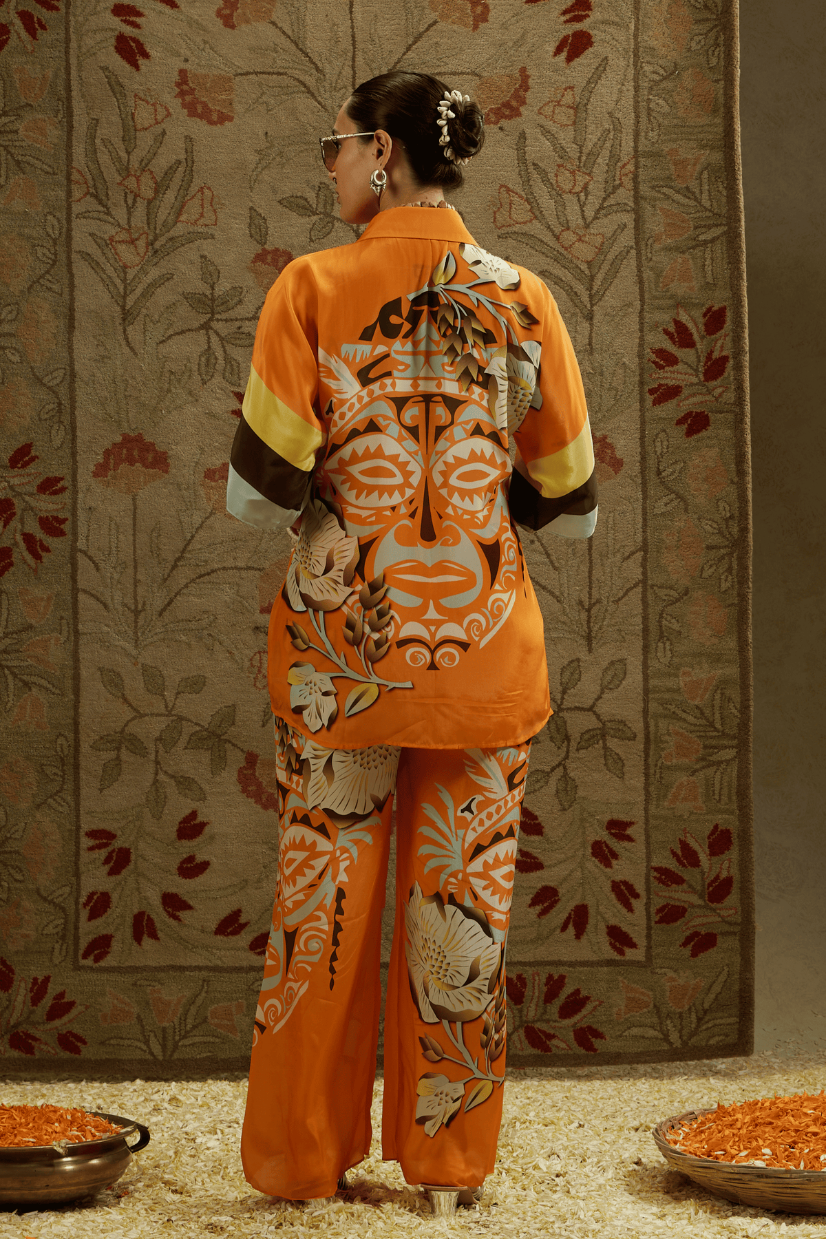 Orange Mask Print Coord Set