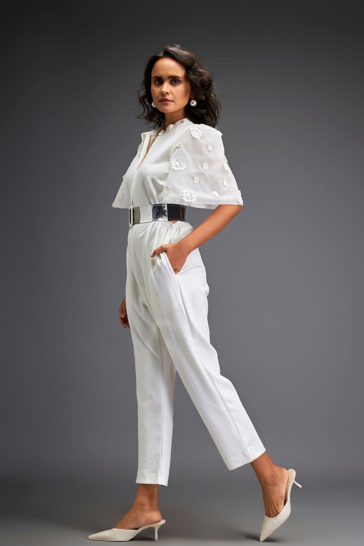 White Jumpsuit With Belt