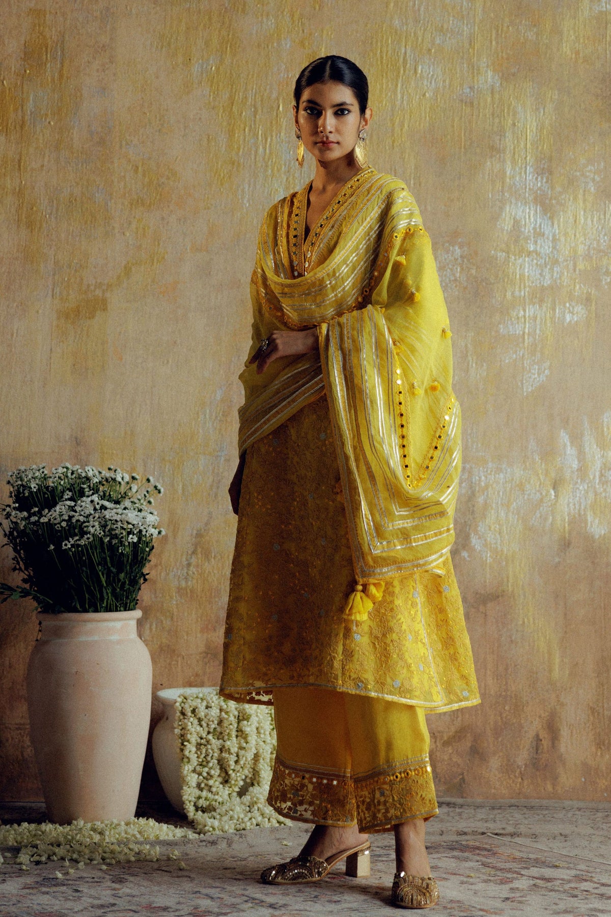 Yellow Tone A Line Kurta Set