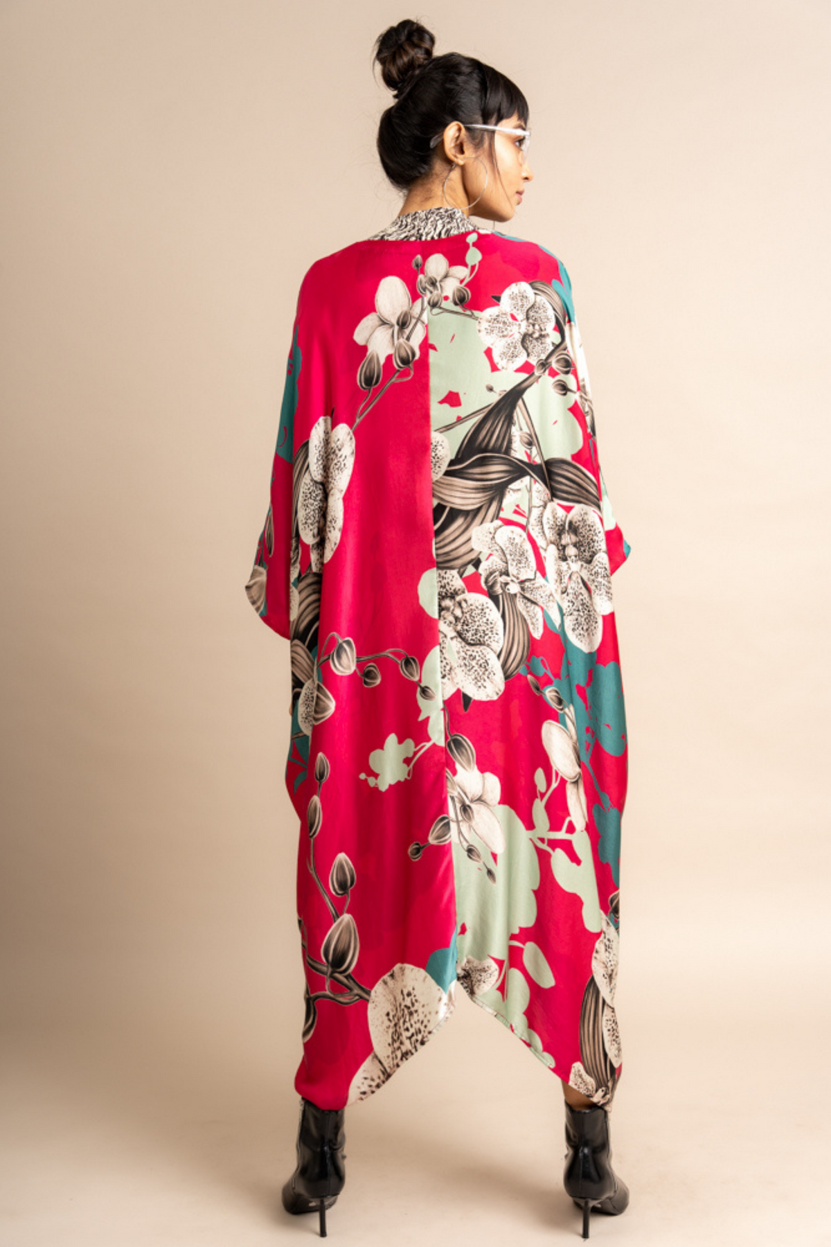 Magenta Print Kaftan Kurta