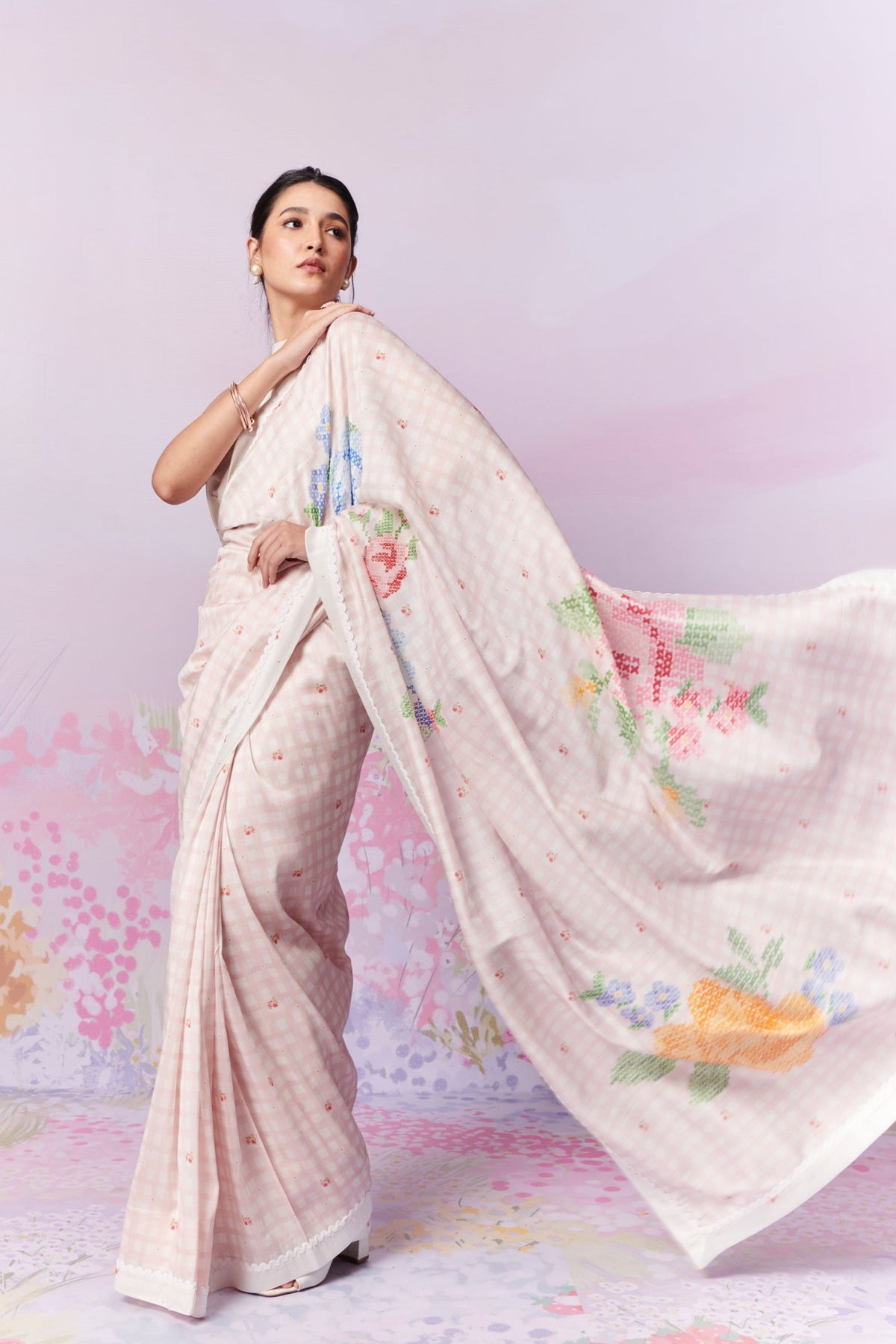 Blush Blossom Saree