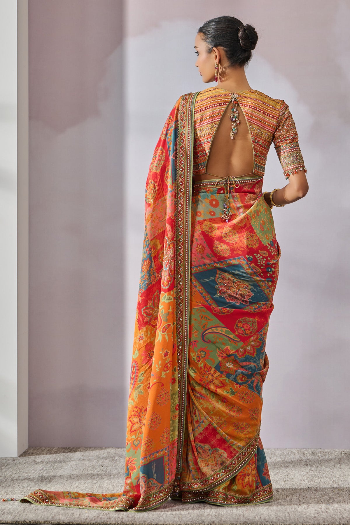 Printed Saree With Embroidered Border