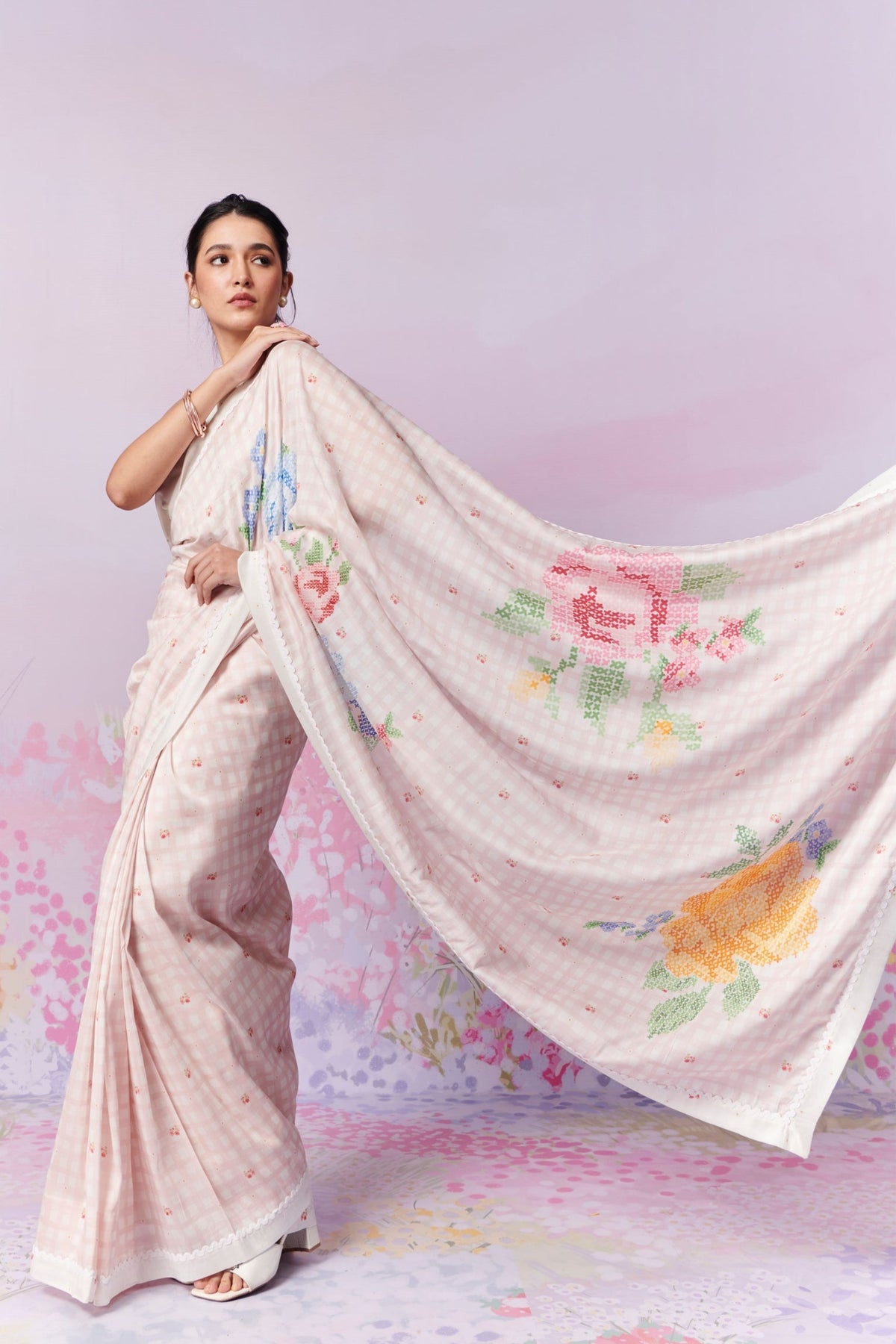 Blush Blossom Saree