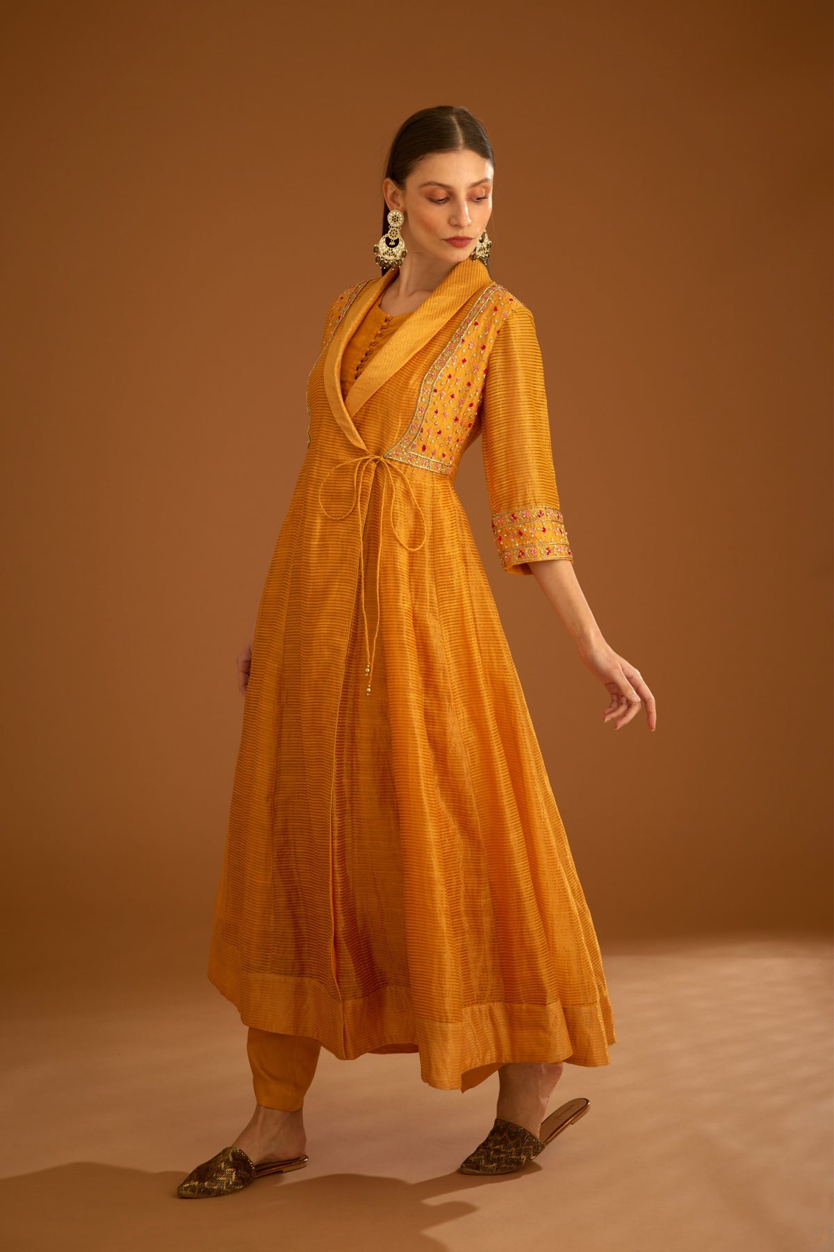 Mango yellow Anarkali set