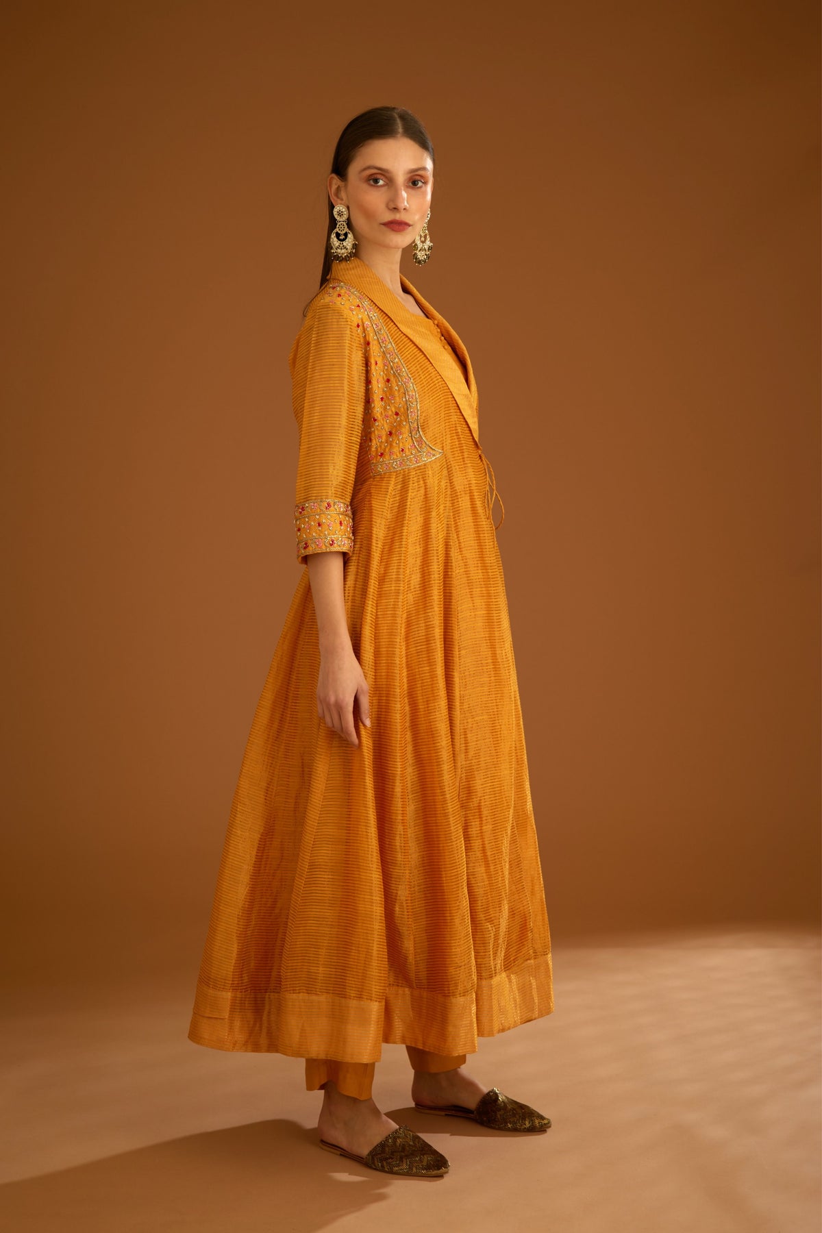 Mango yellow Anarkali set