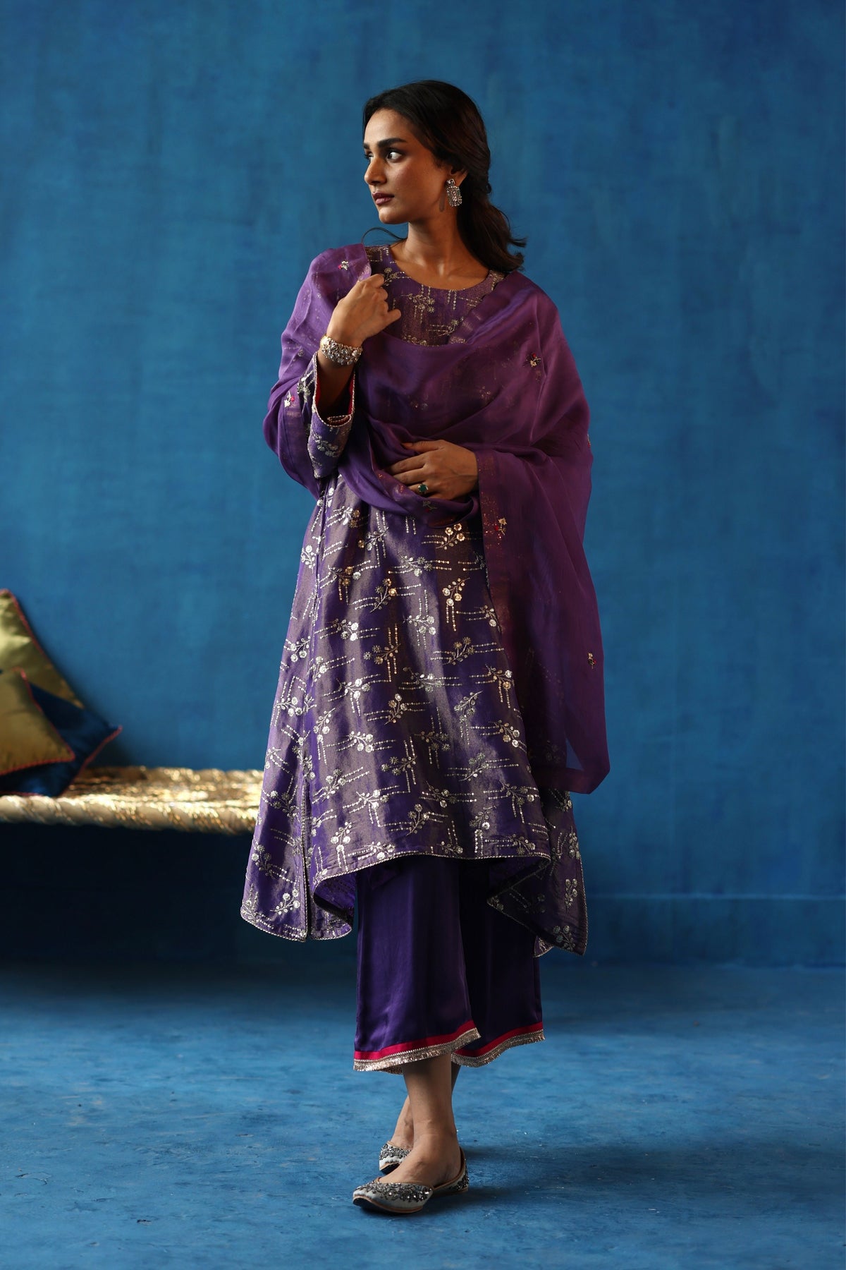 Purple Aam Panna Kurta Set