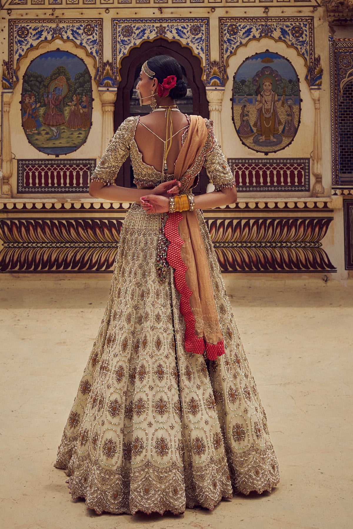 Gold Embroidered Lehenga Choli Set