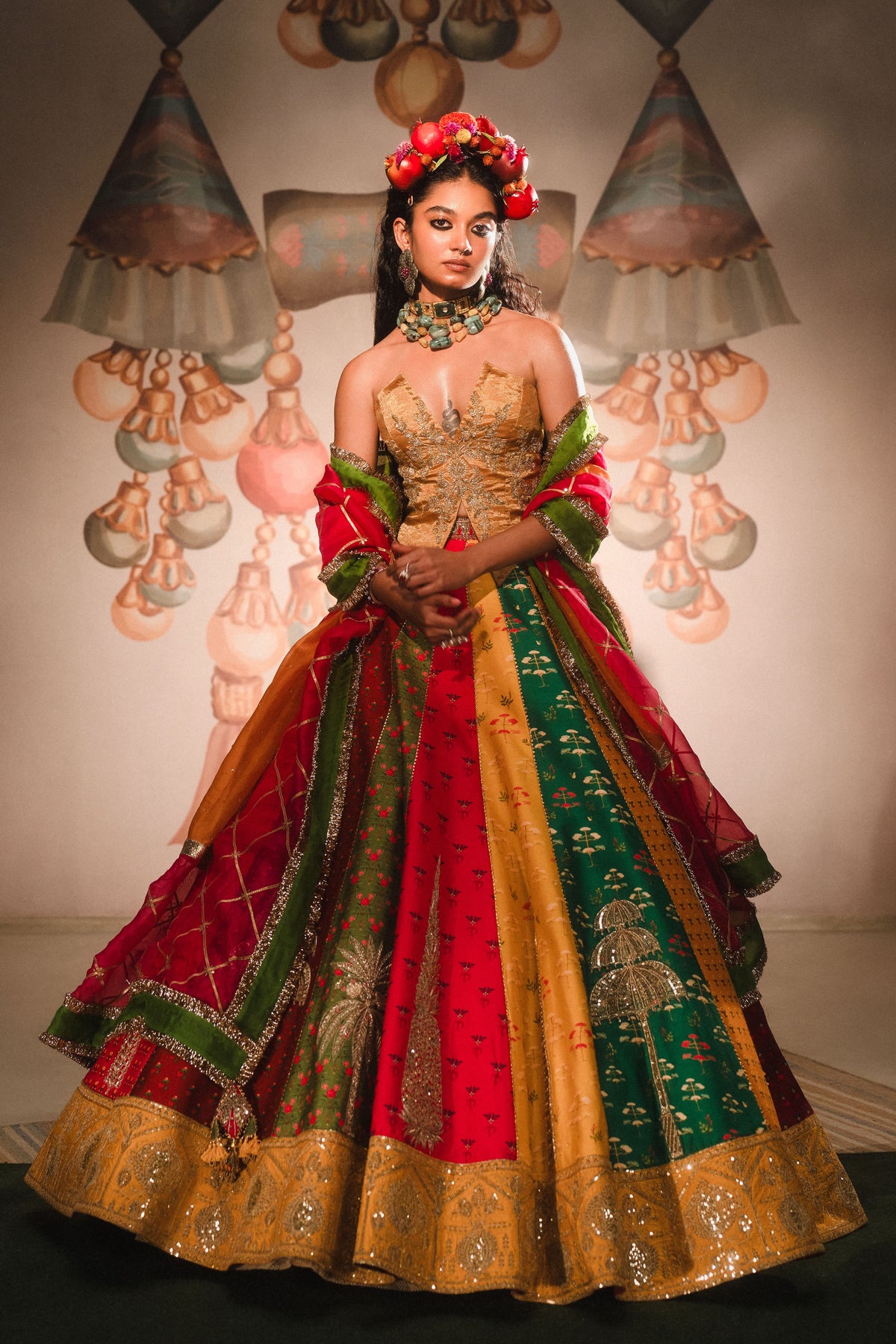 Rainbow Barfi Multicolor Lehenga Set