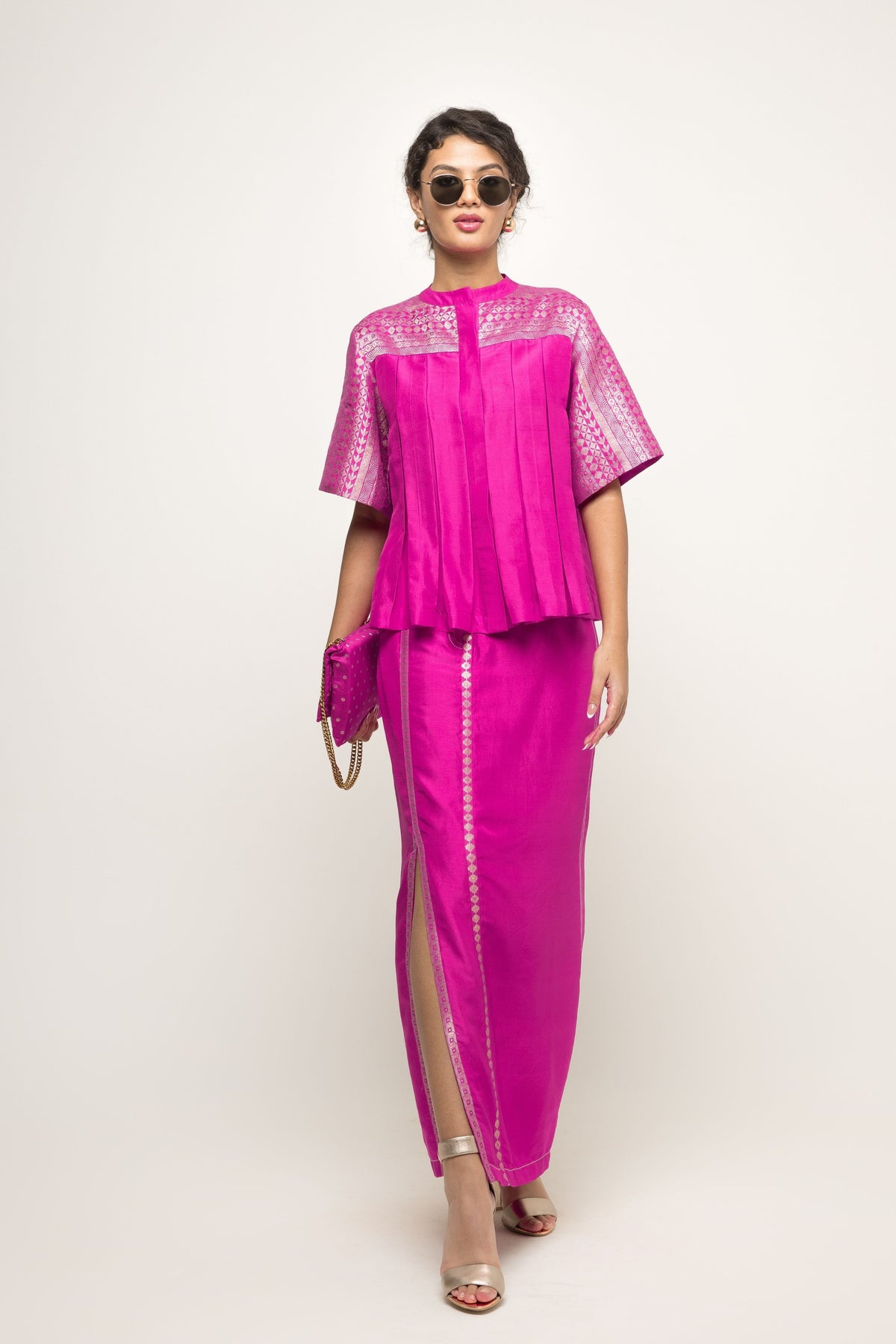 Suri Pleated Pink Co-ord Set