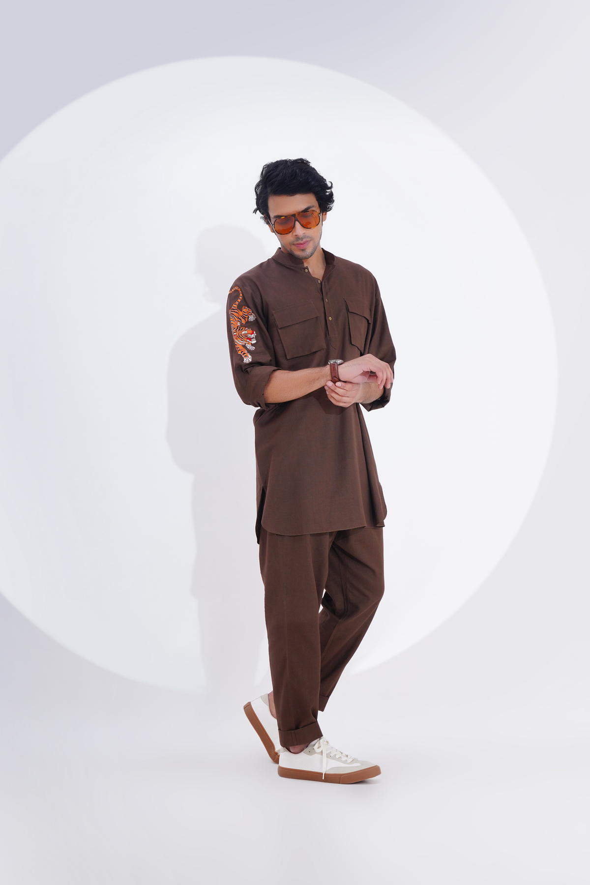 Chocolate Linen Kurta Set