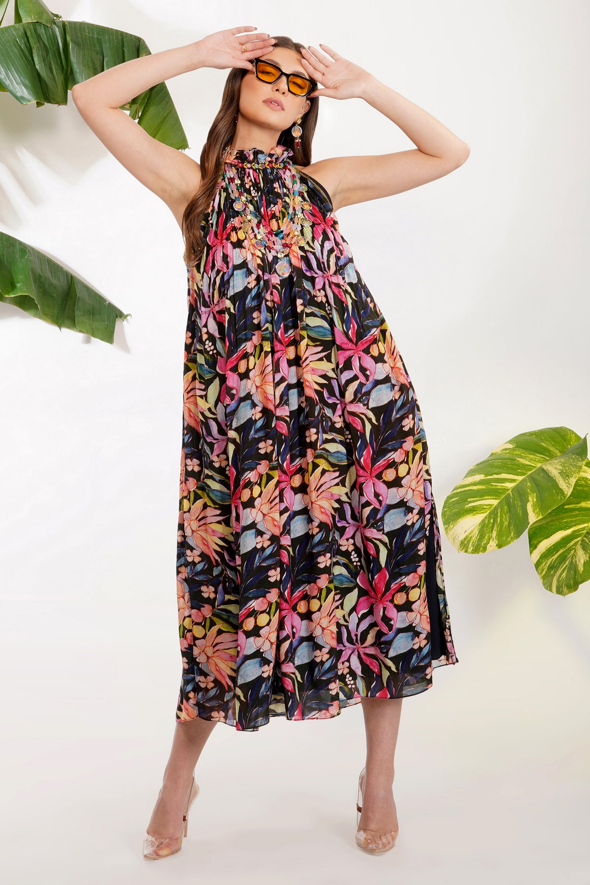 Tropical Flower Printed Dress