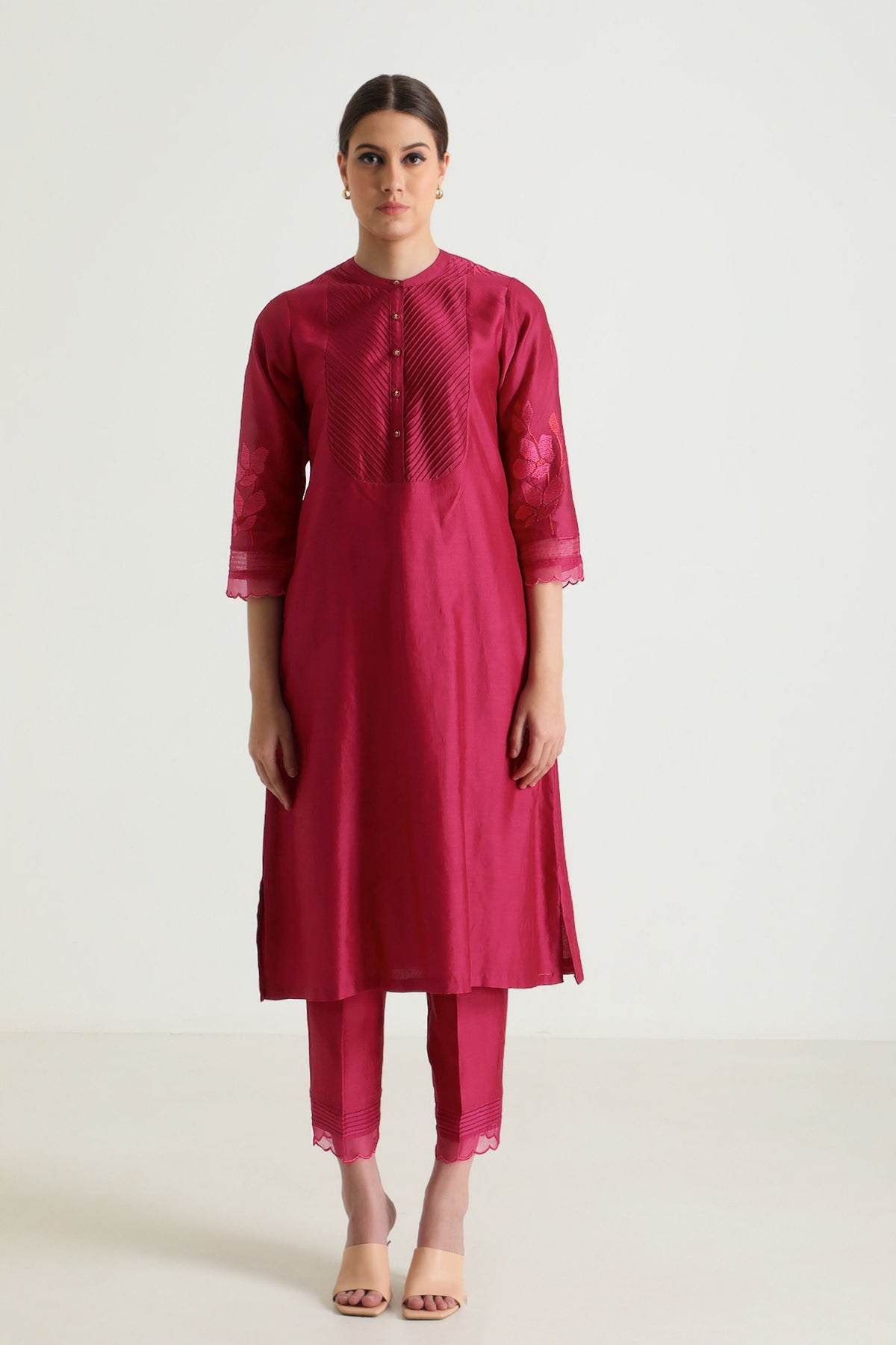 Fushsia Chanderi Kurta Set