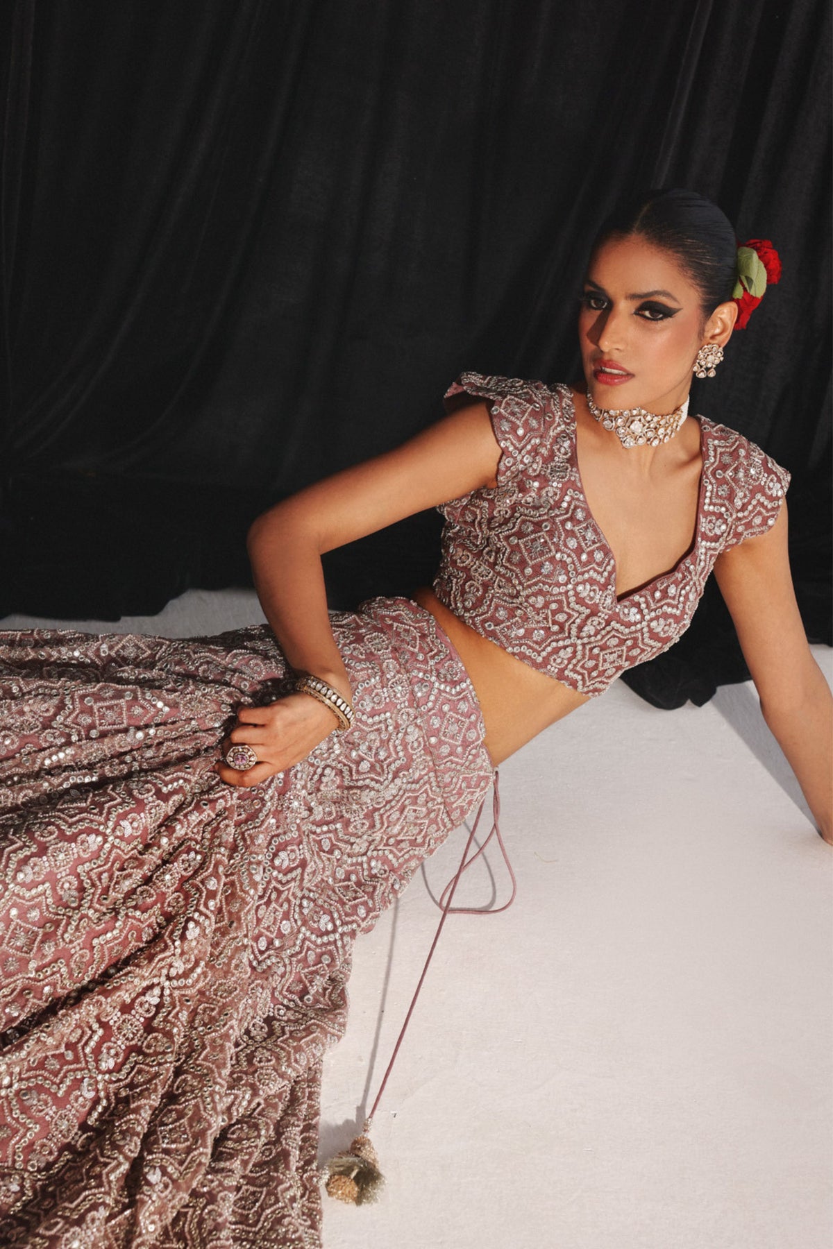 Conical Wine Lehenga