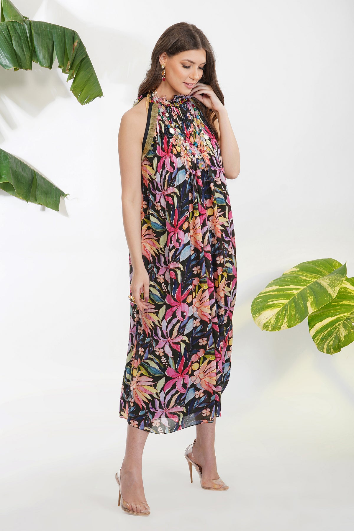 Tropical Flower Printed Dress