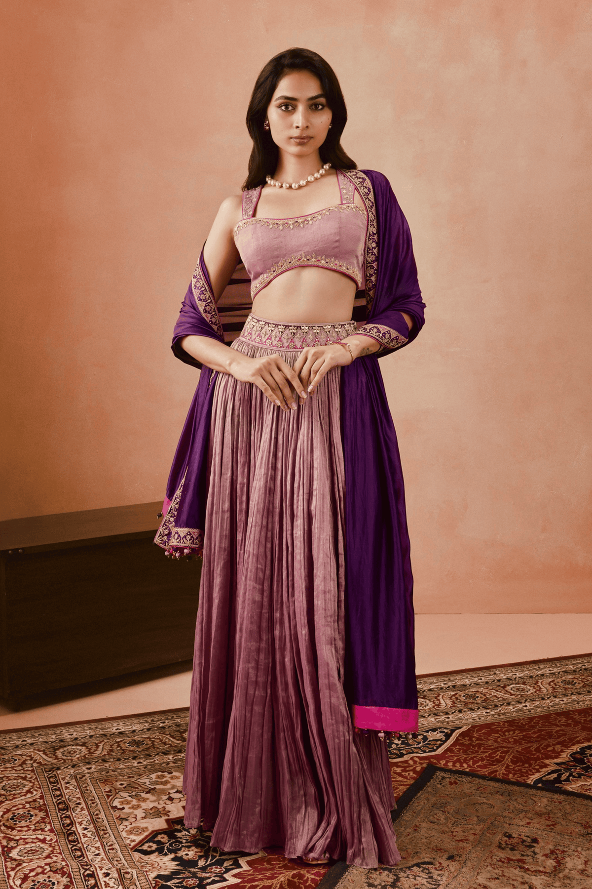 Johari Crushed Lehenga Set