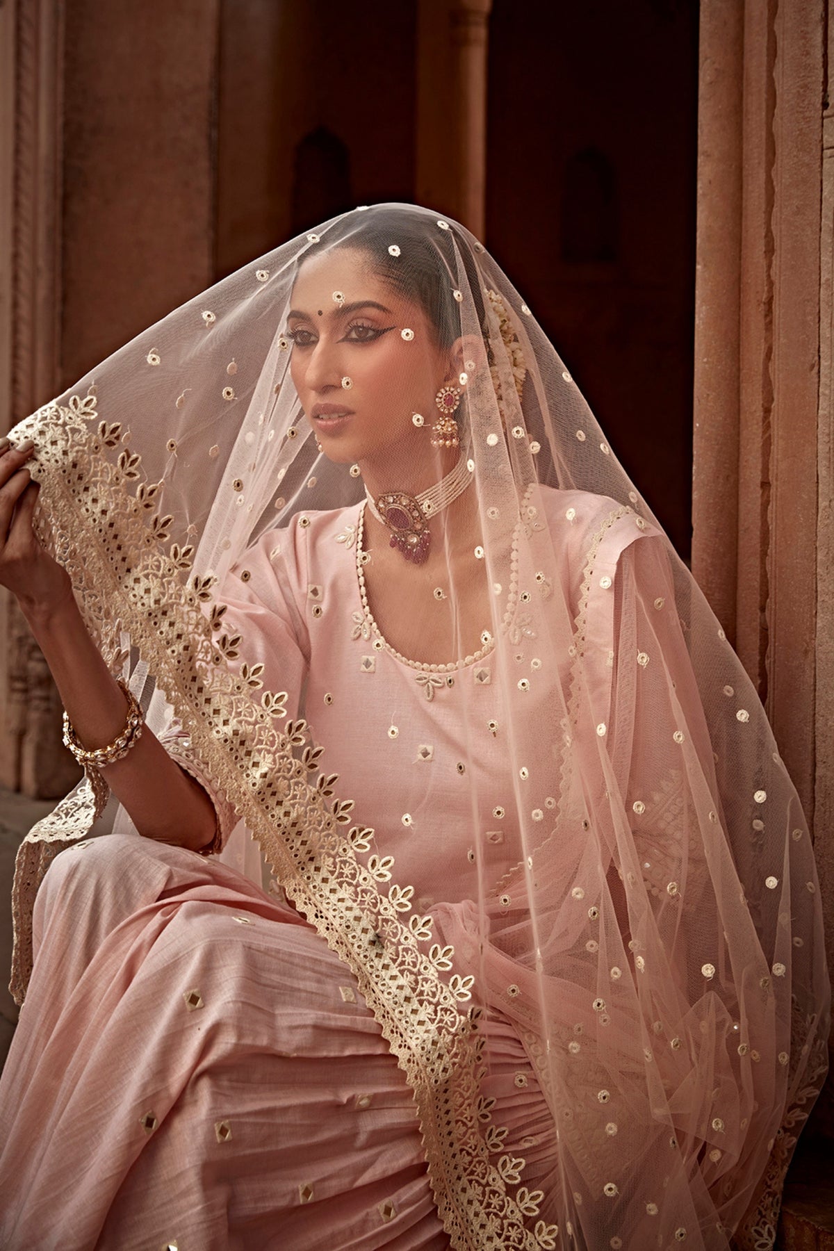 Blush Pink Straight Sharara Set