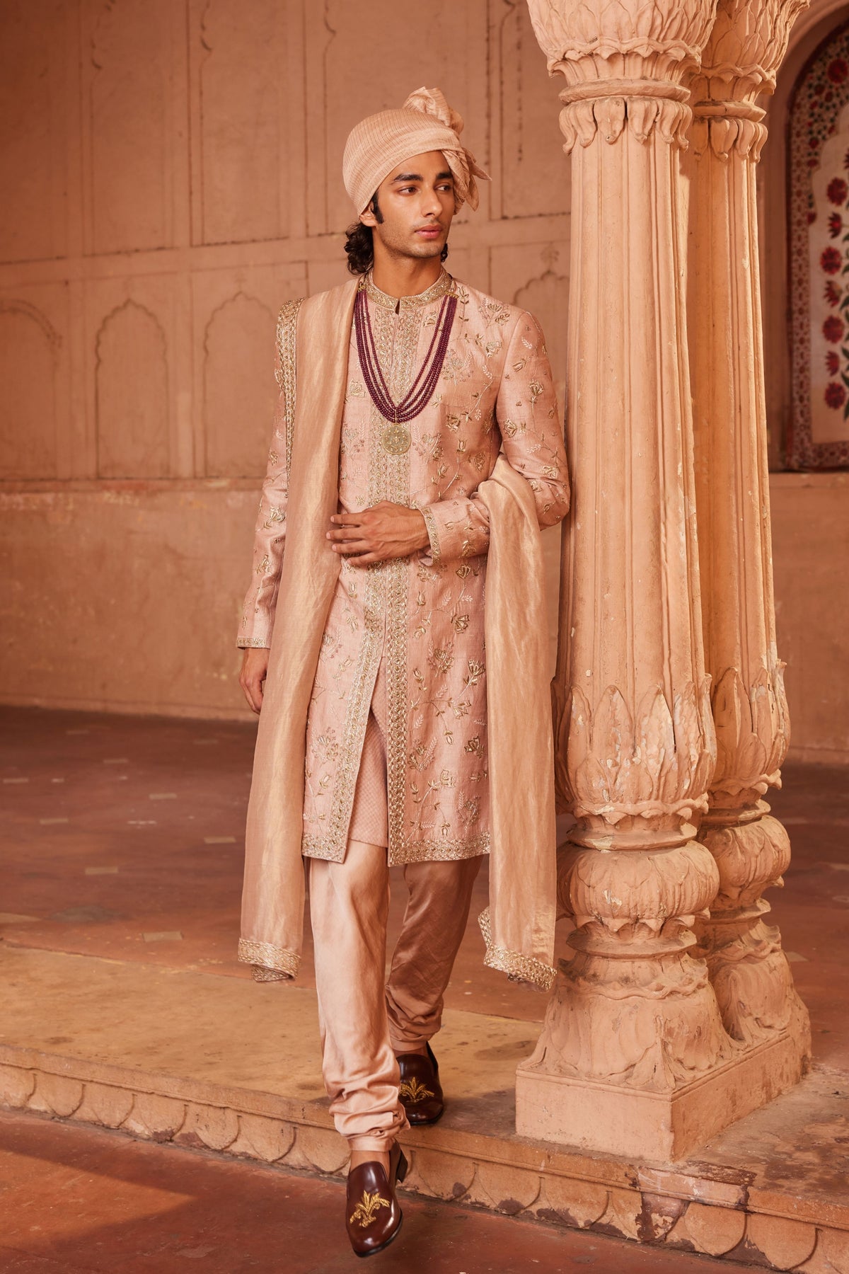 Izaar Silk Sherwani Set