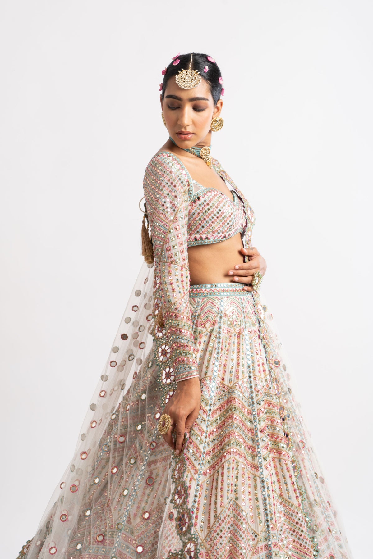 White heavy lehenga