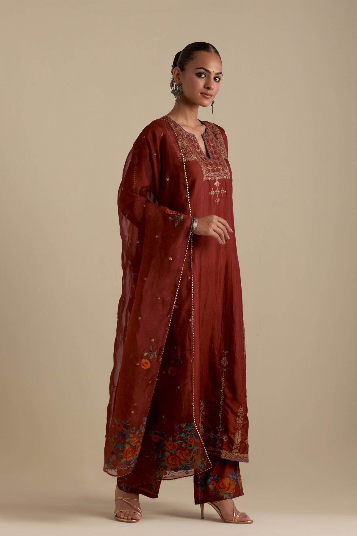 Maroon Silk Kurta Set