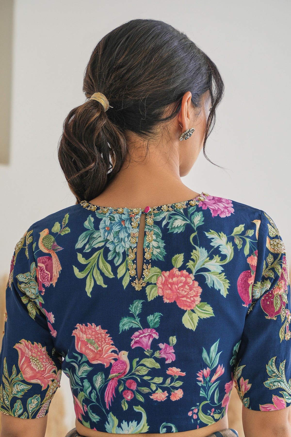 Nura Saree Fiza Blouse in Pebble Blue