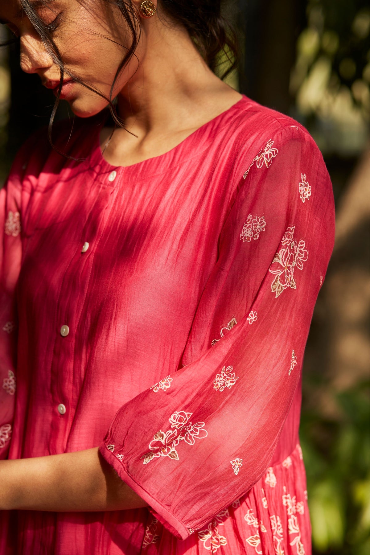 Handwoven Chanderi Fuchsia Dress