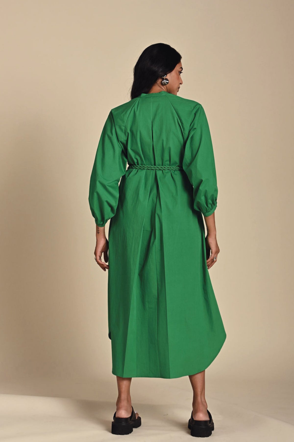 Sage Solid Dress - Oversized