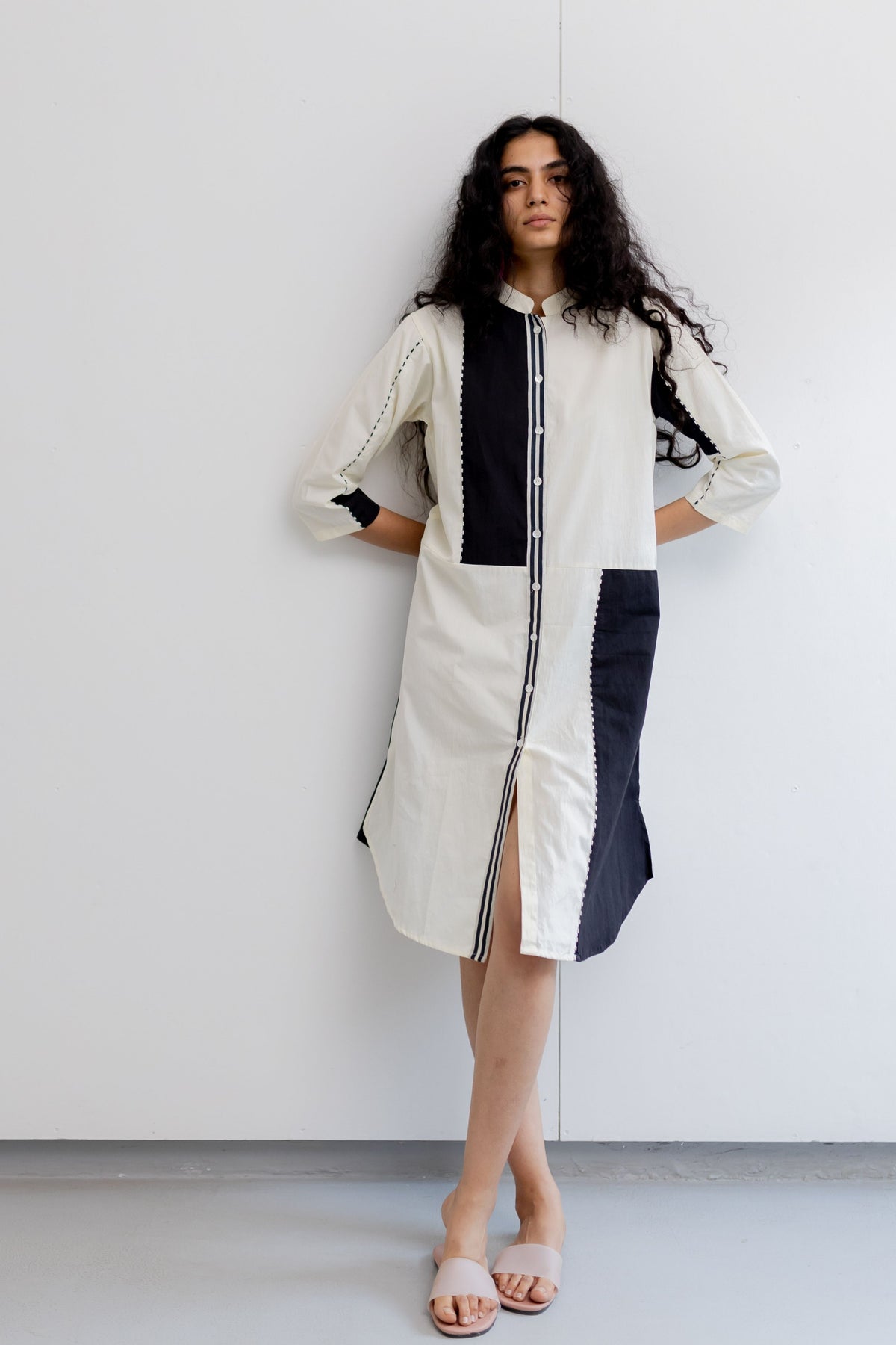 Cream and Coal Shirt Dress