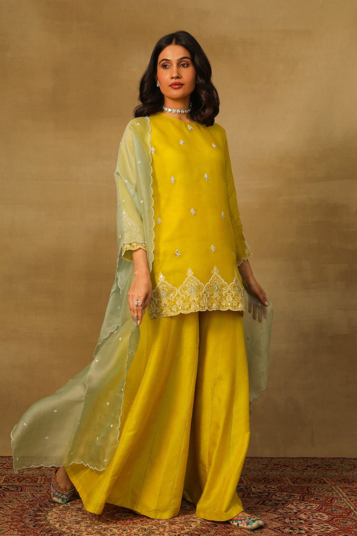 Yellow Short Kurta Set