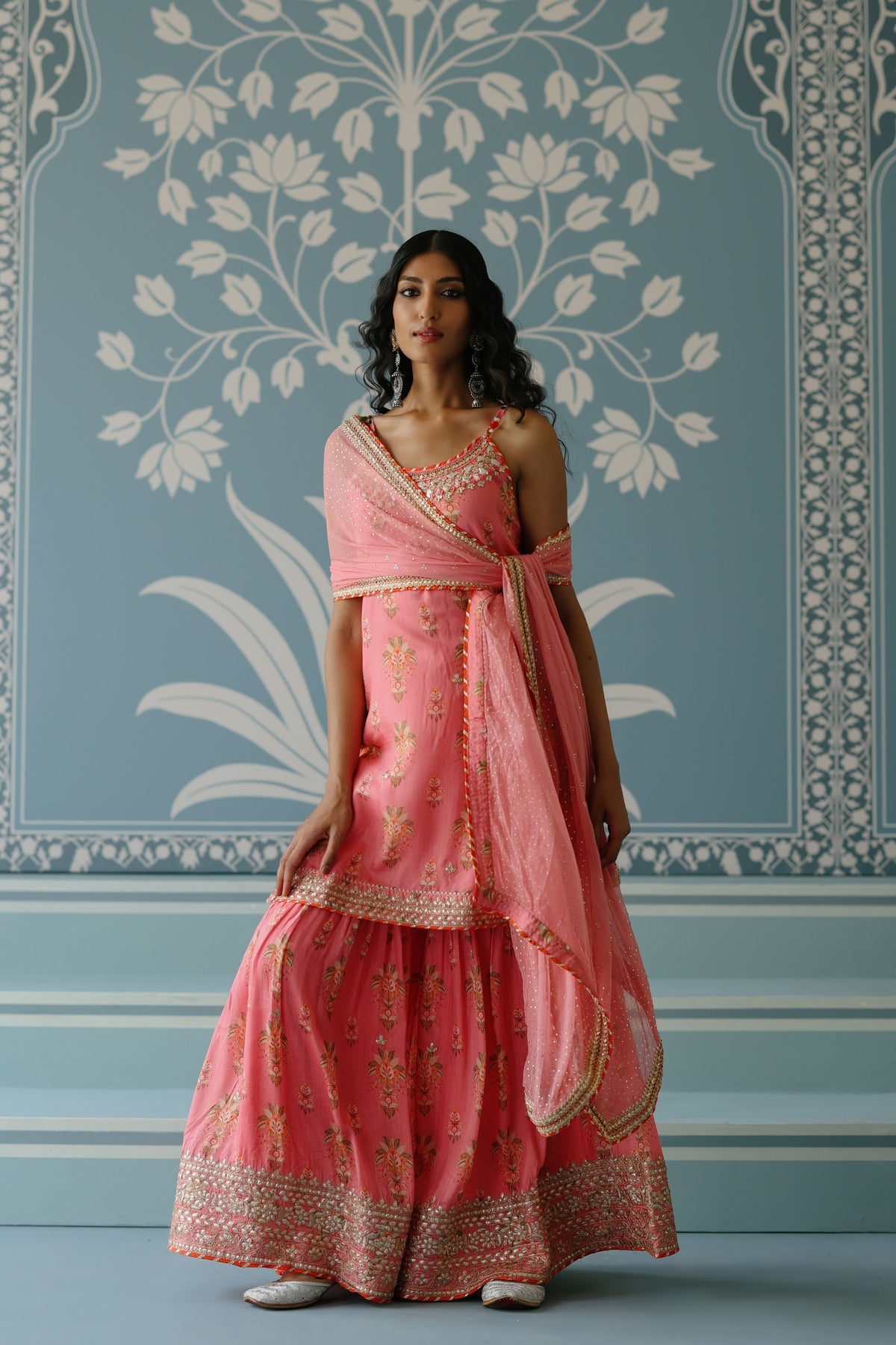 Pink Advika Strappy Sharara Set