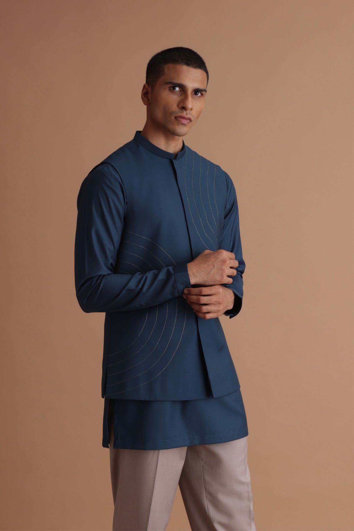 Teal Bandi Kurta Set