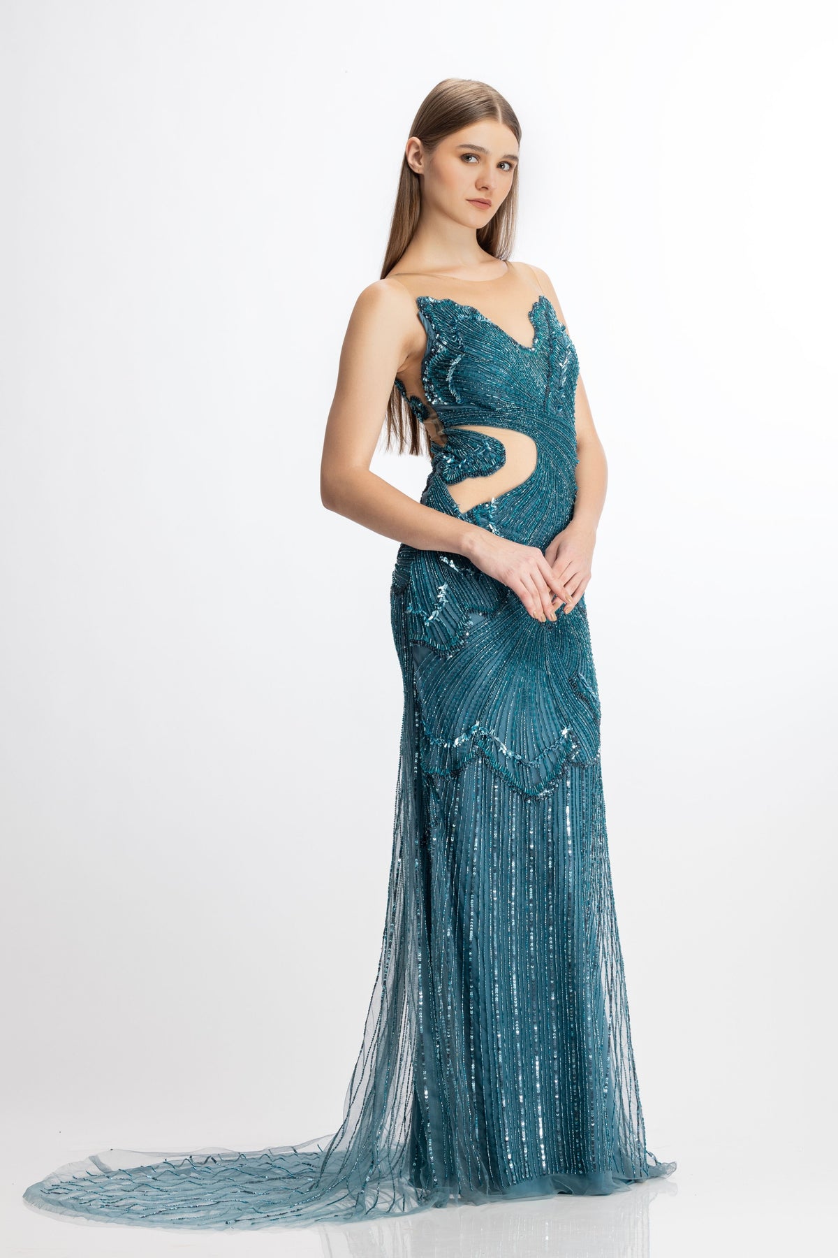 Electric Blue Fin Gown