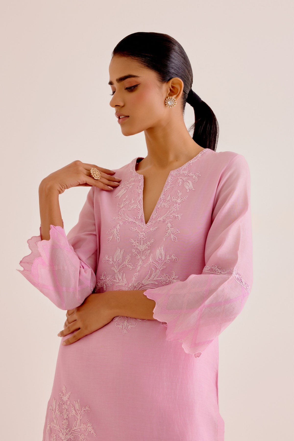 Pink Embroidered Kurta Set