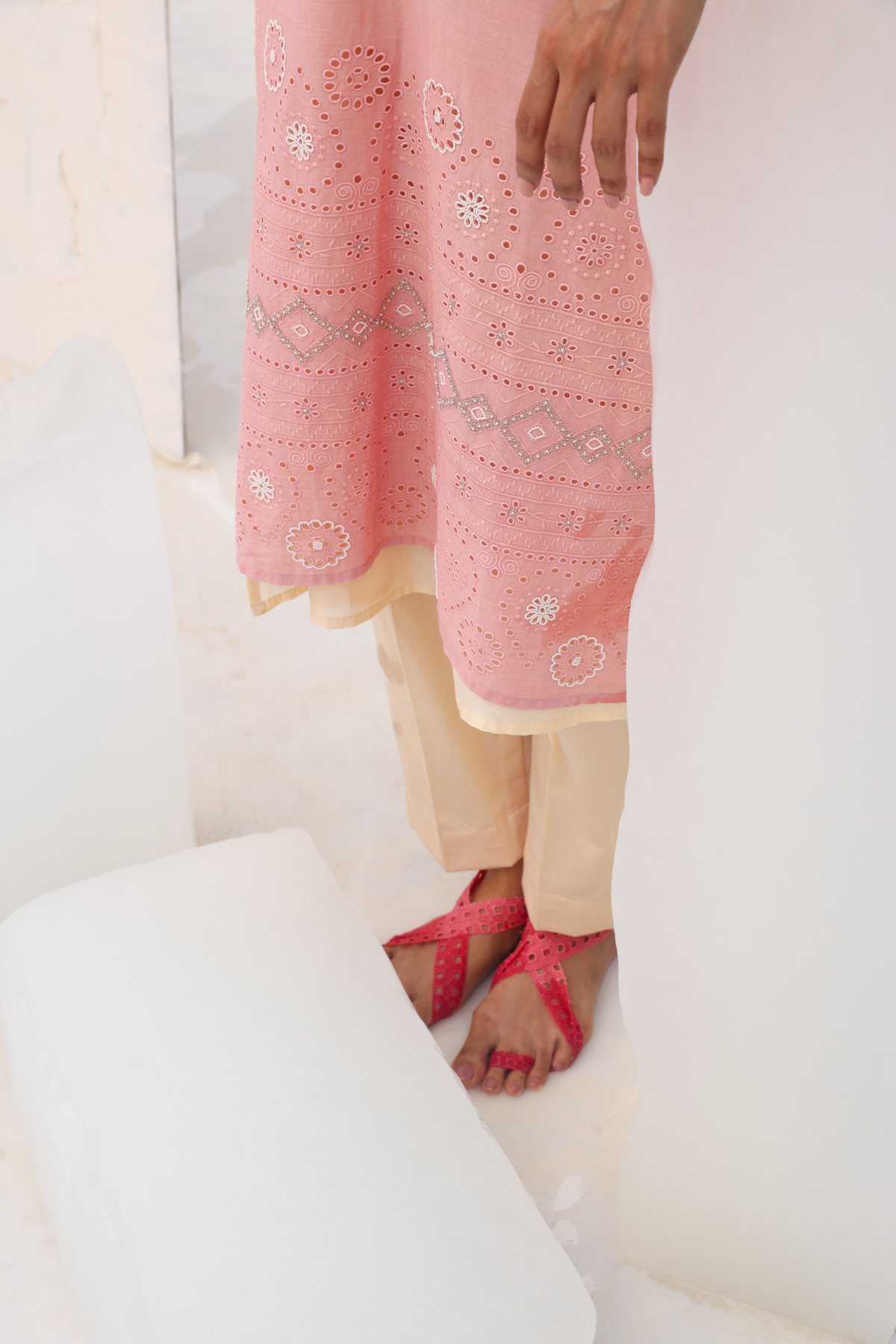 Dahlia Pink Embroidered Kurta