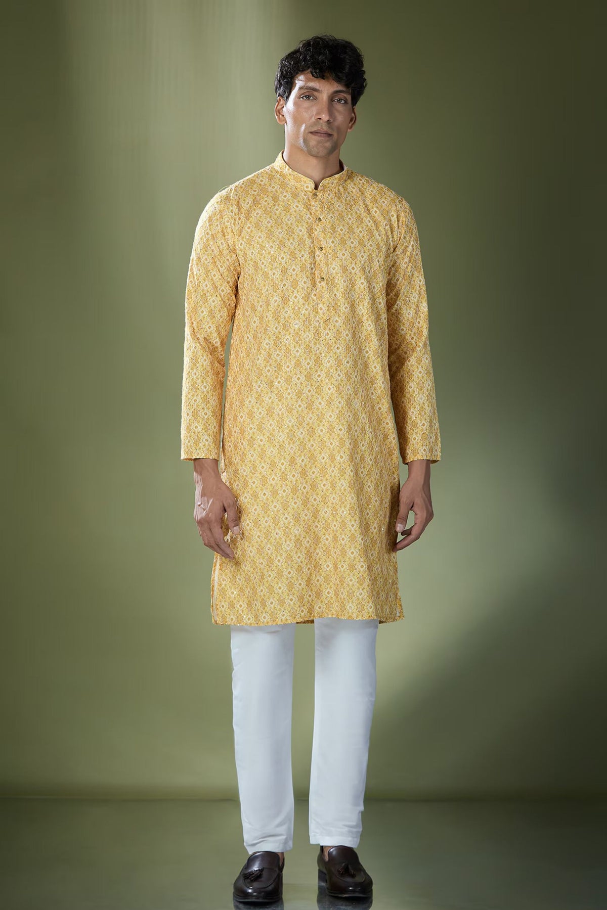 Yellow Printed Kurta Set