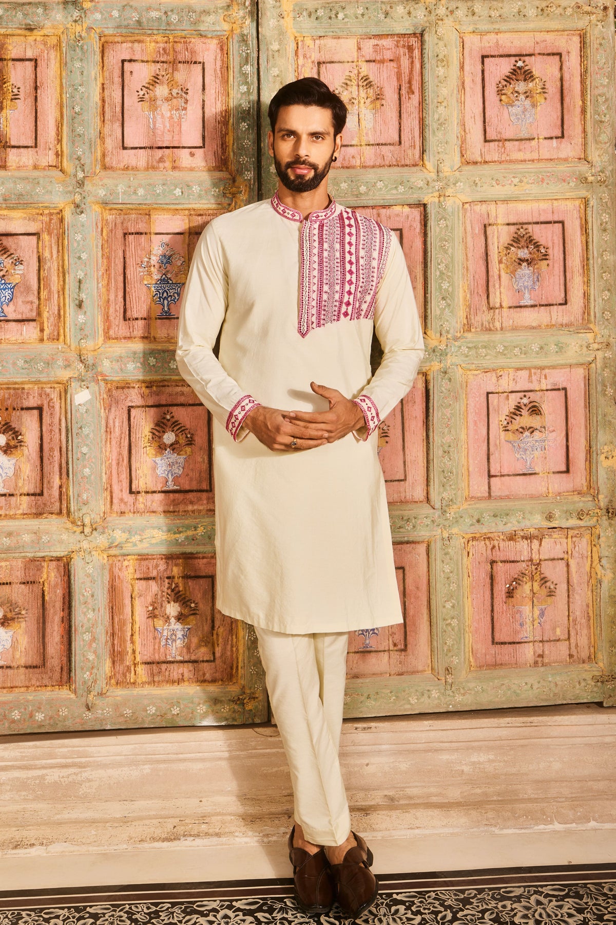 Pastle Yellow Embroidered Kurta Set