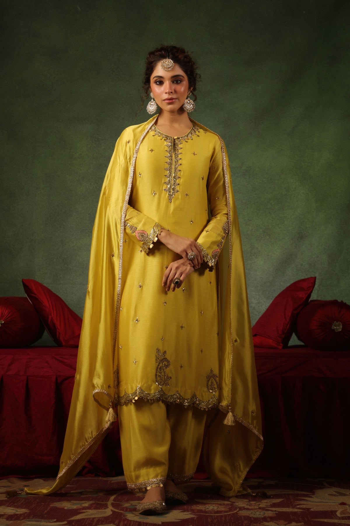 Yellow Ambi Buta Kurta Set