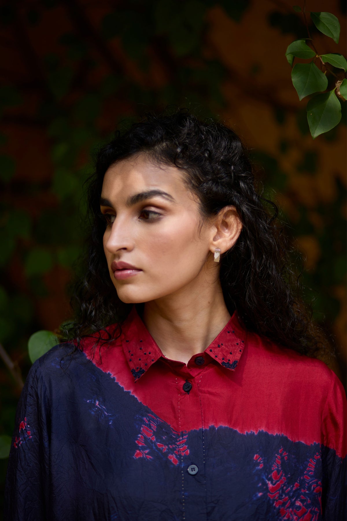 Blue and Red Bandhni Shirt