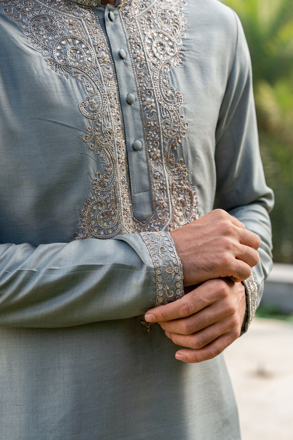 Teal Blue Embroidered Kurta Set