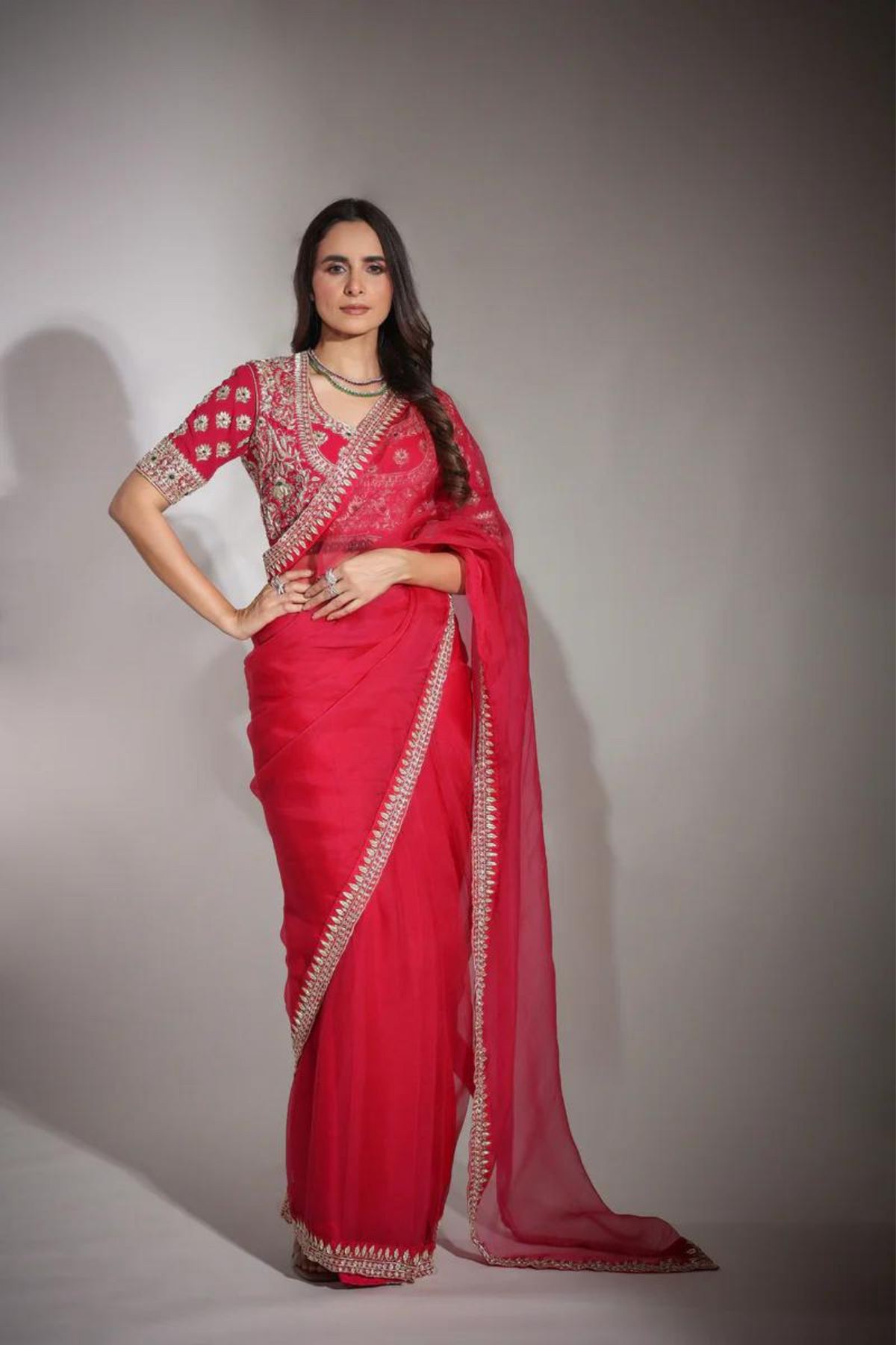 Cherry Red Saree