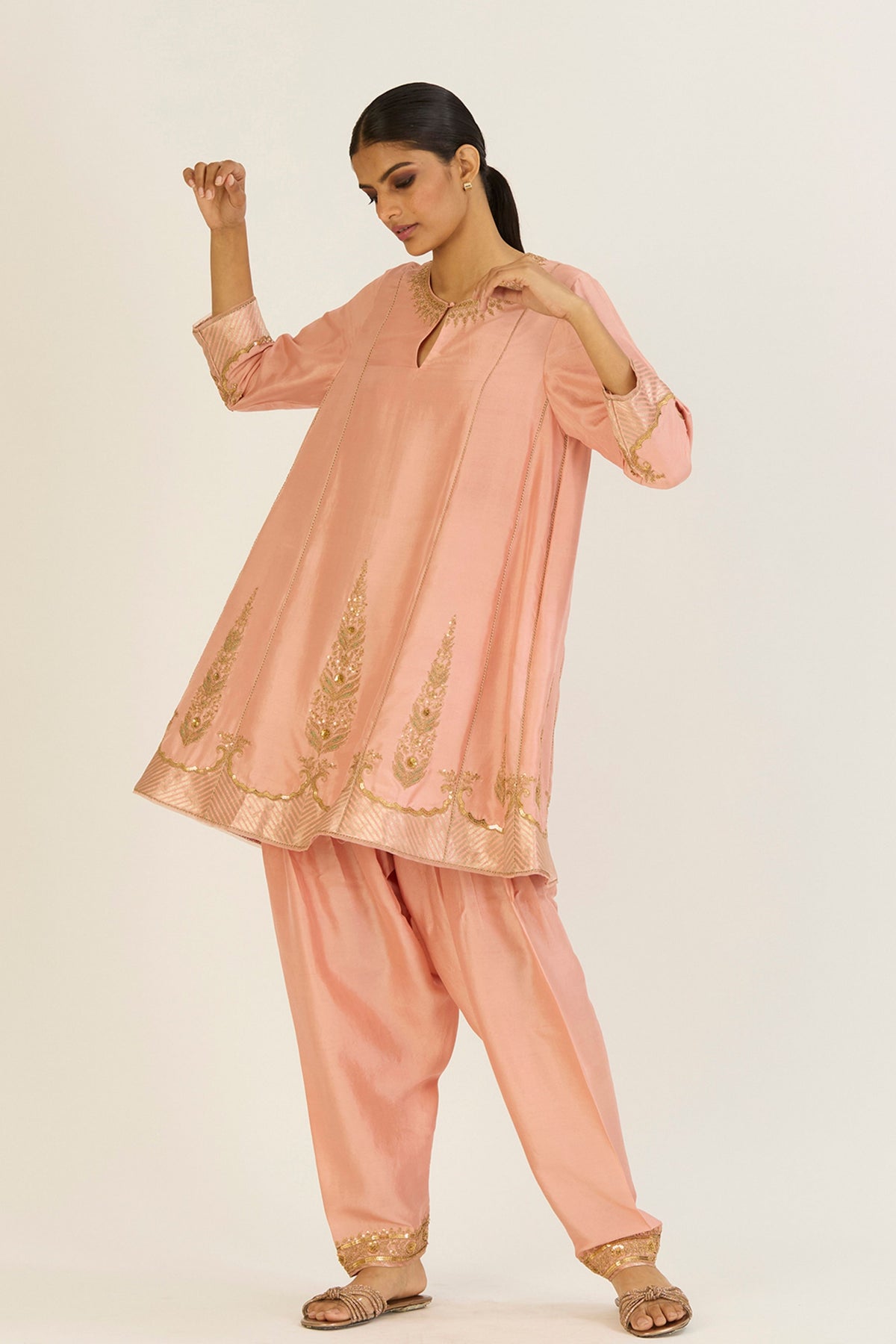 Salmon Pink Mehar Tunic and Pants