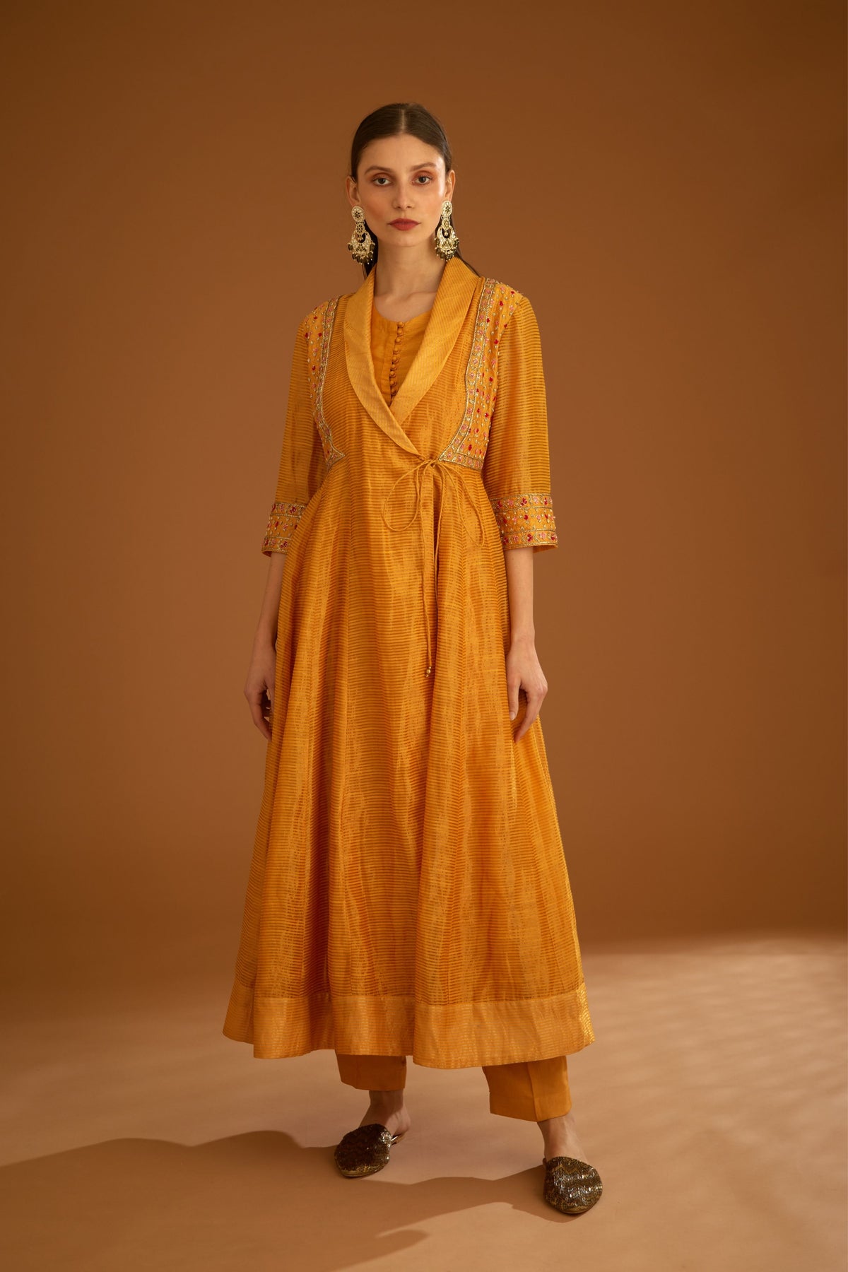 Mango yellow Anarkali set