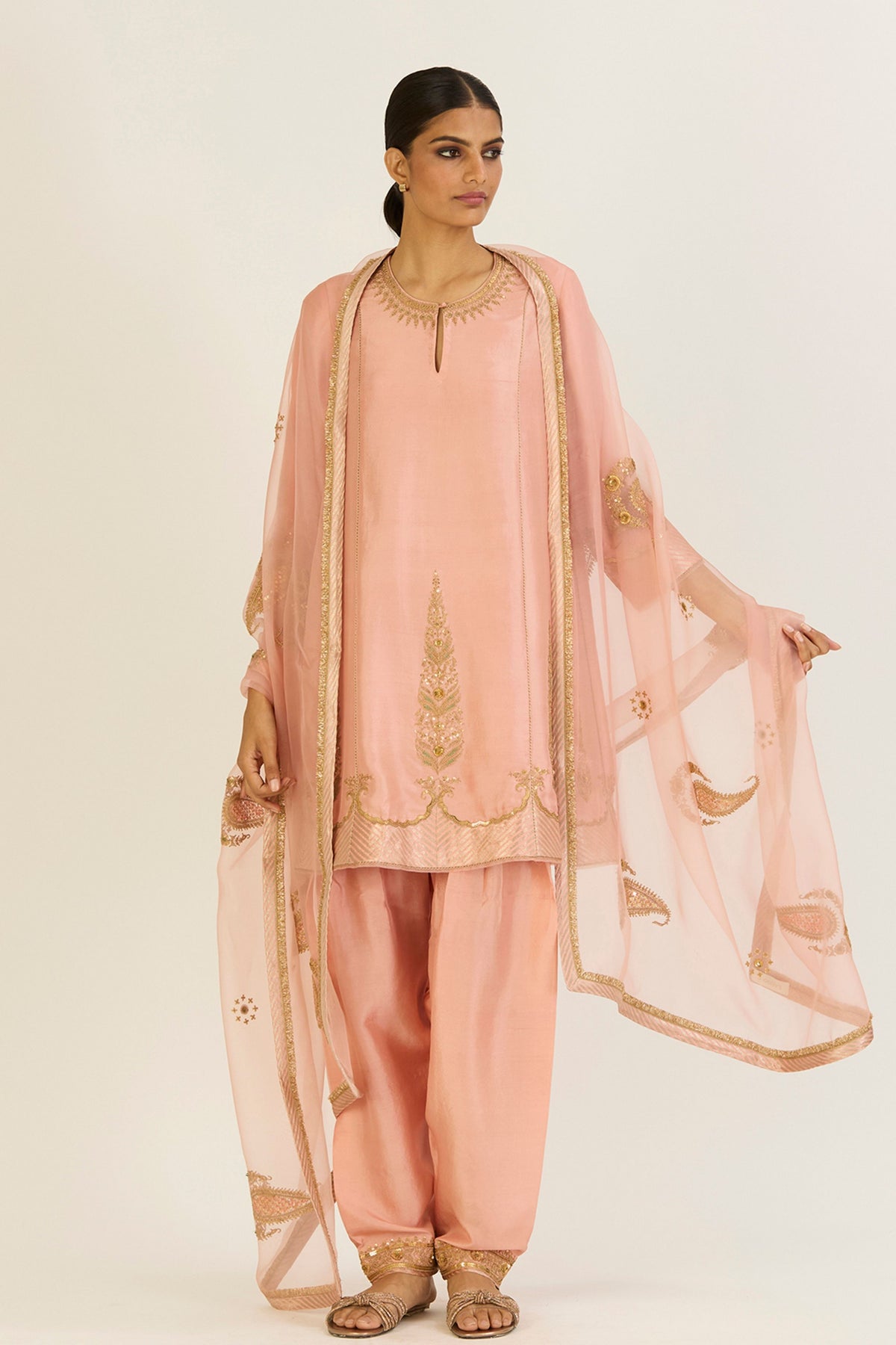 Salmon Pink Mehar Tunic and Pants