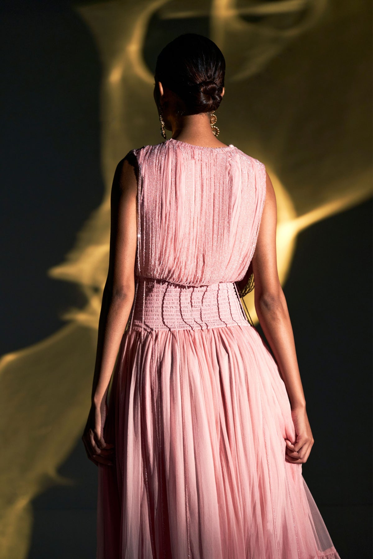 Pink Maxi Dress With Crystal Strings