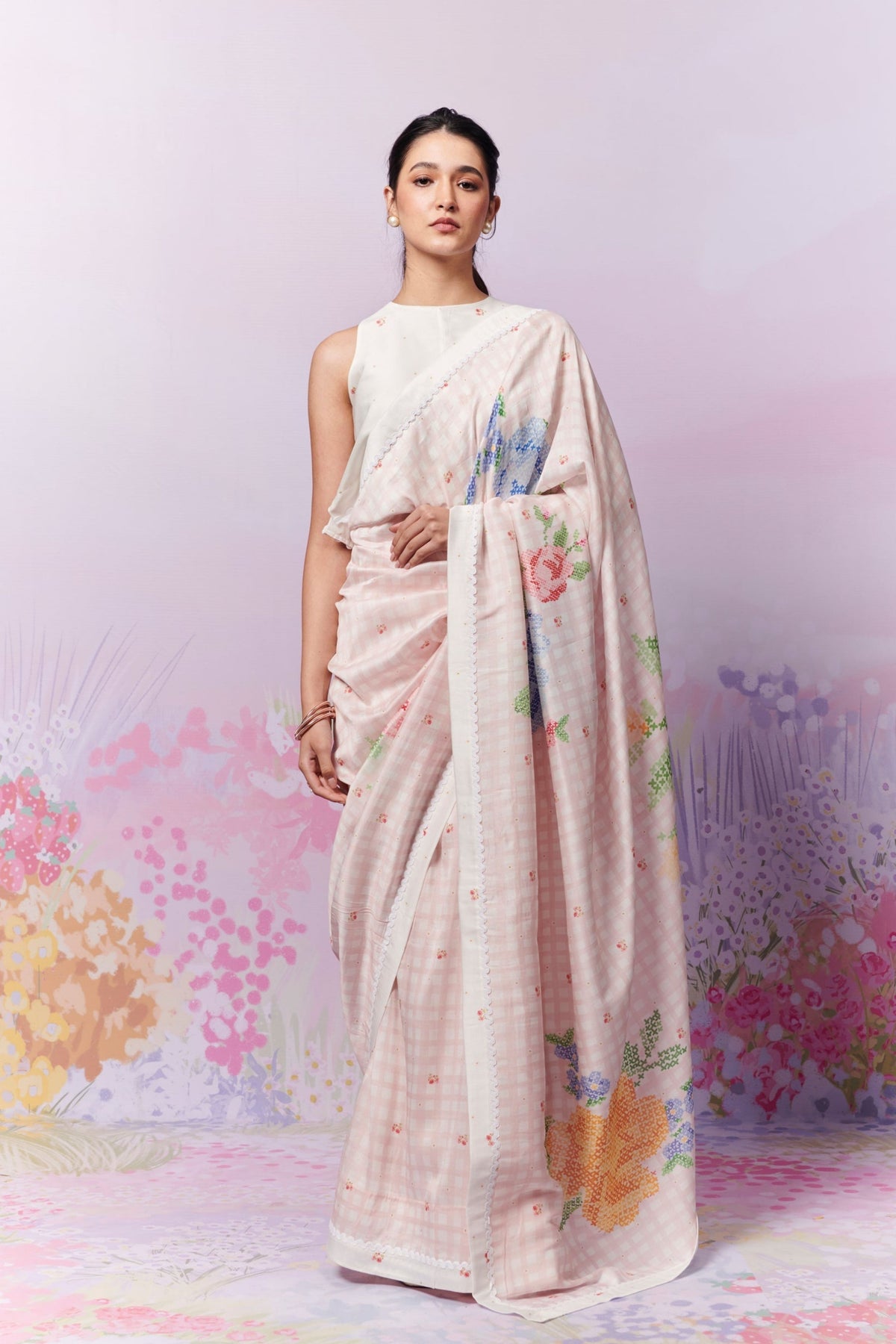 Blush Blossom Saree