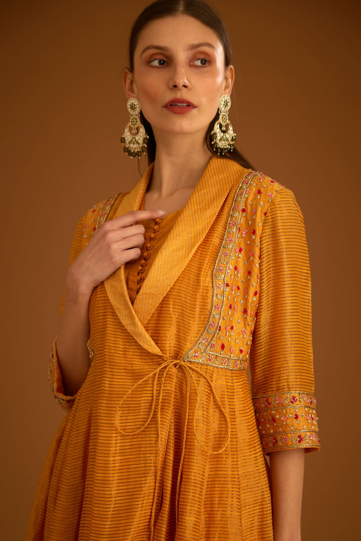 Mango yellow Anarkali set