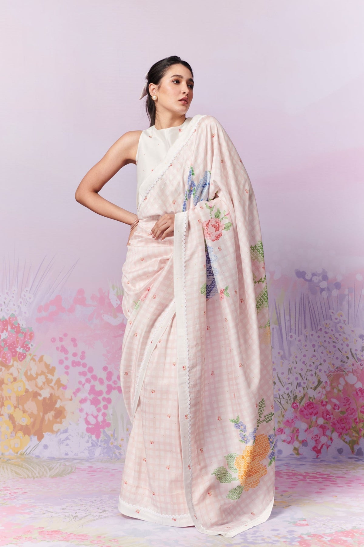 Blush Blossom Saree