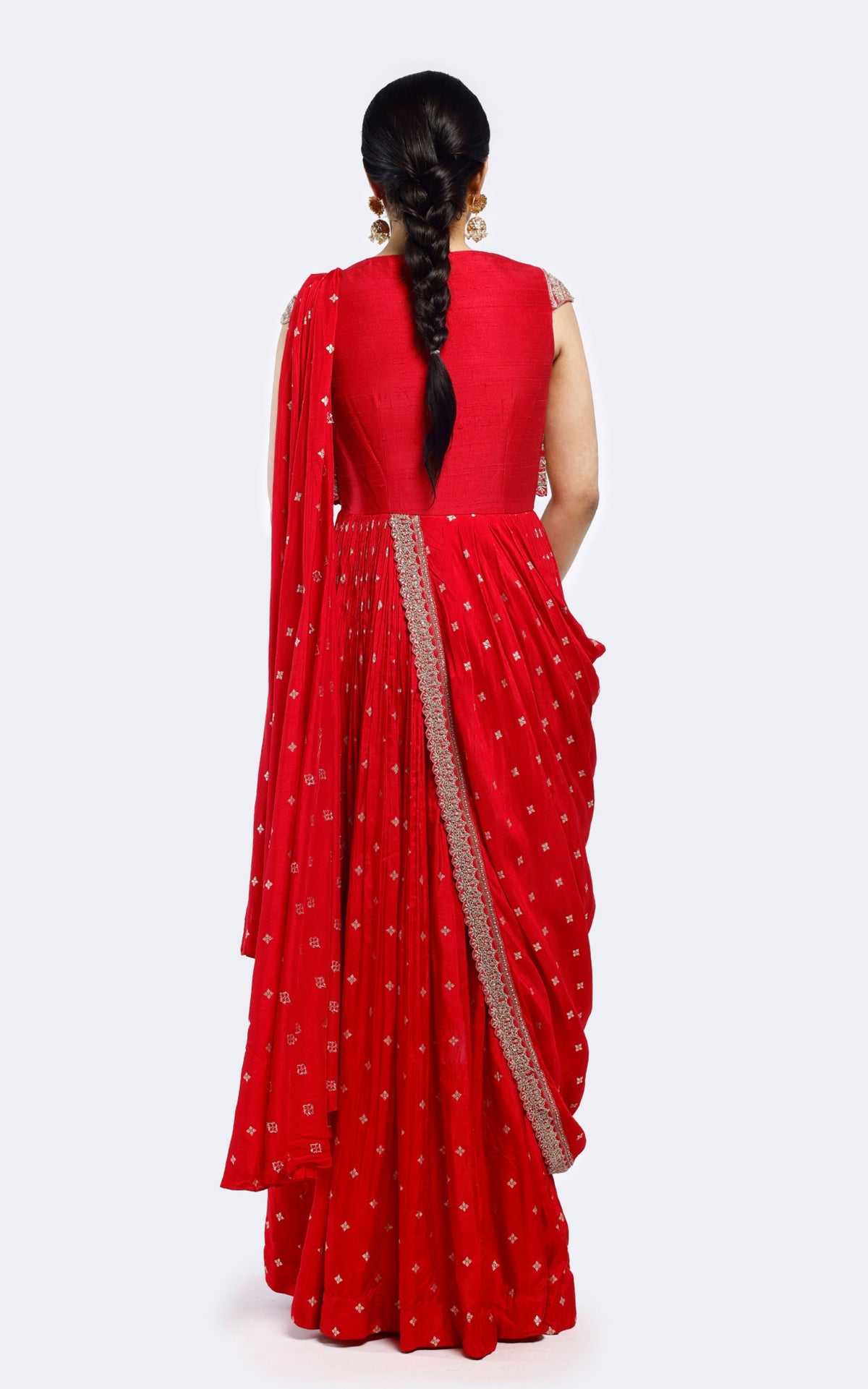 Faux jacket embroidered drape saree