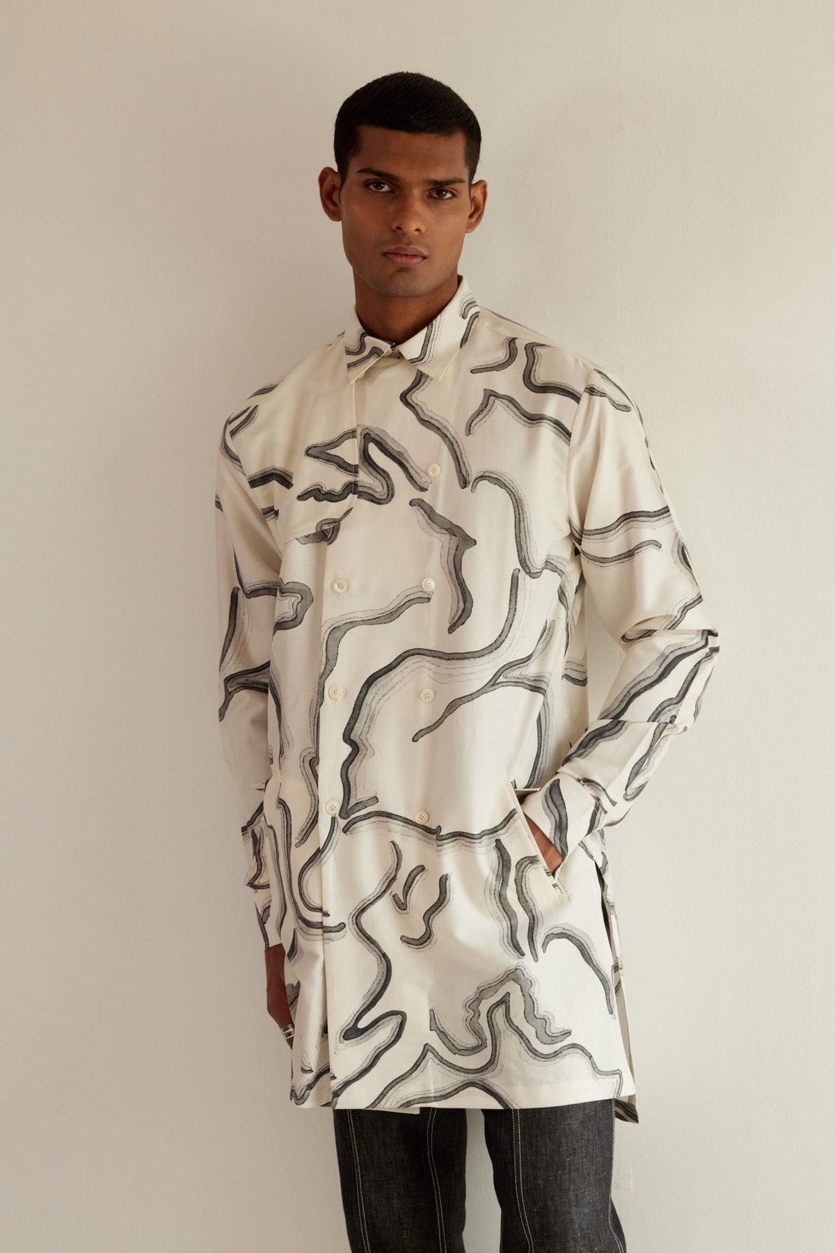 Desert Print Trench Kurta